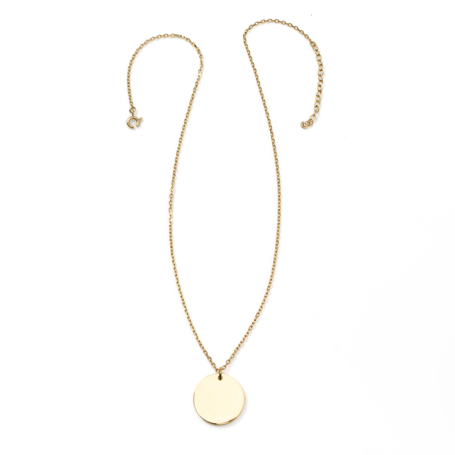 Stainless Steel Gold Engravable Round Pendant Women's Necklace