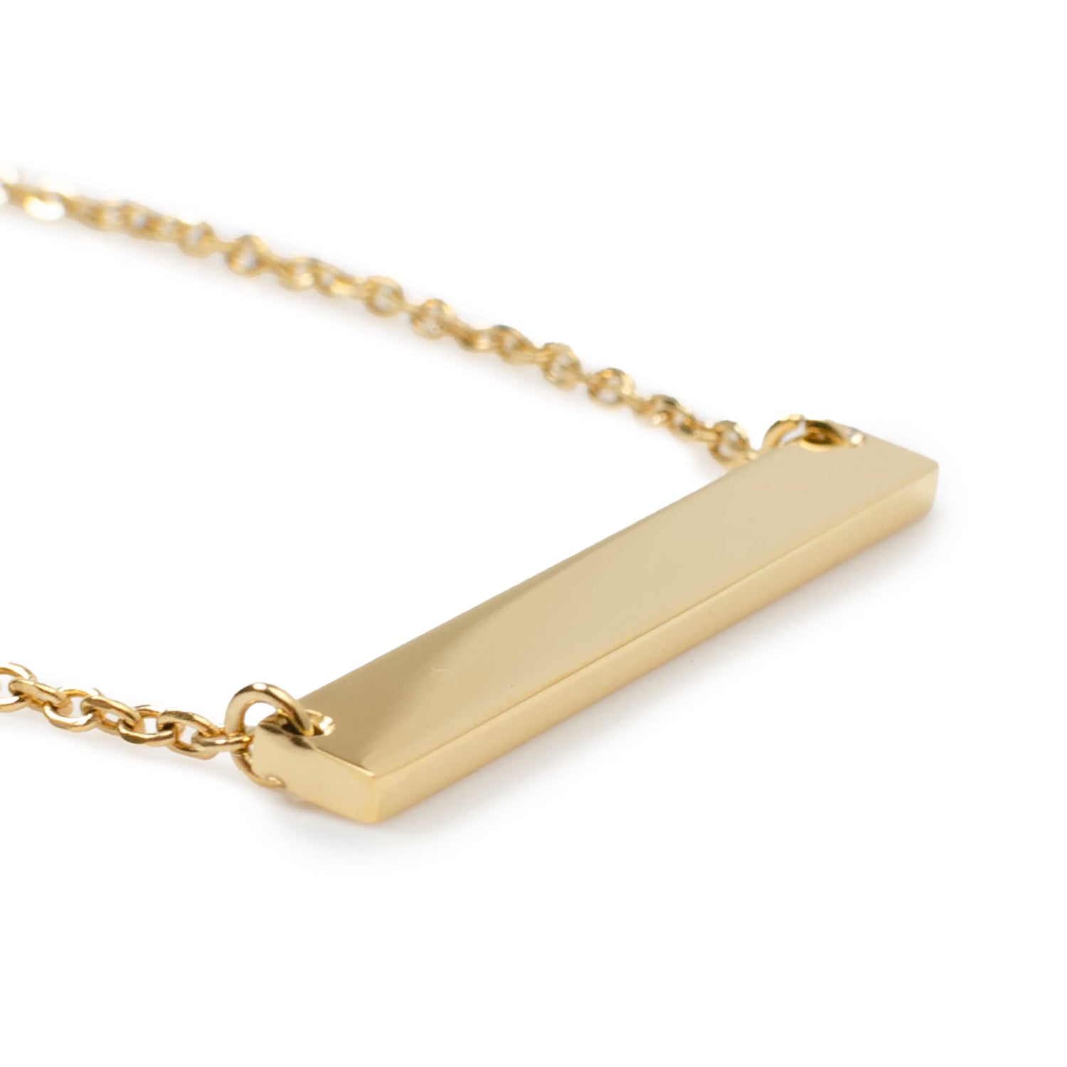 Stainless Steel Gold Engravable Bar Pendant Women's Necklace