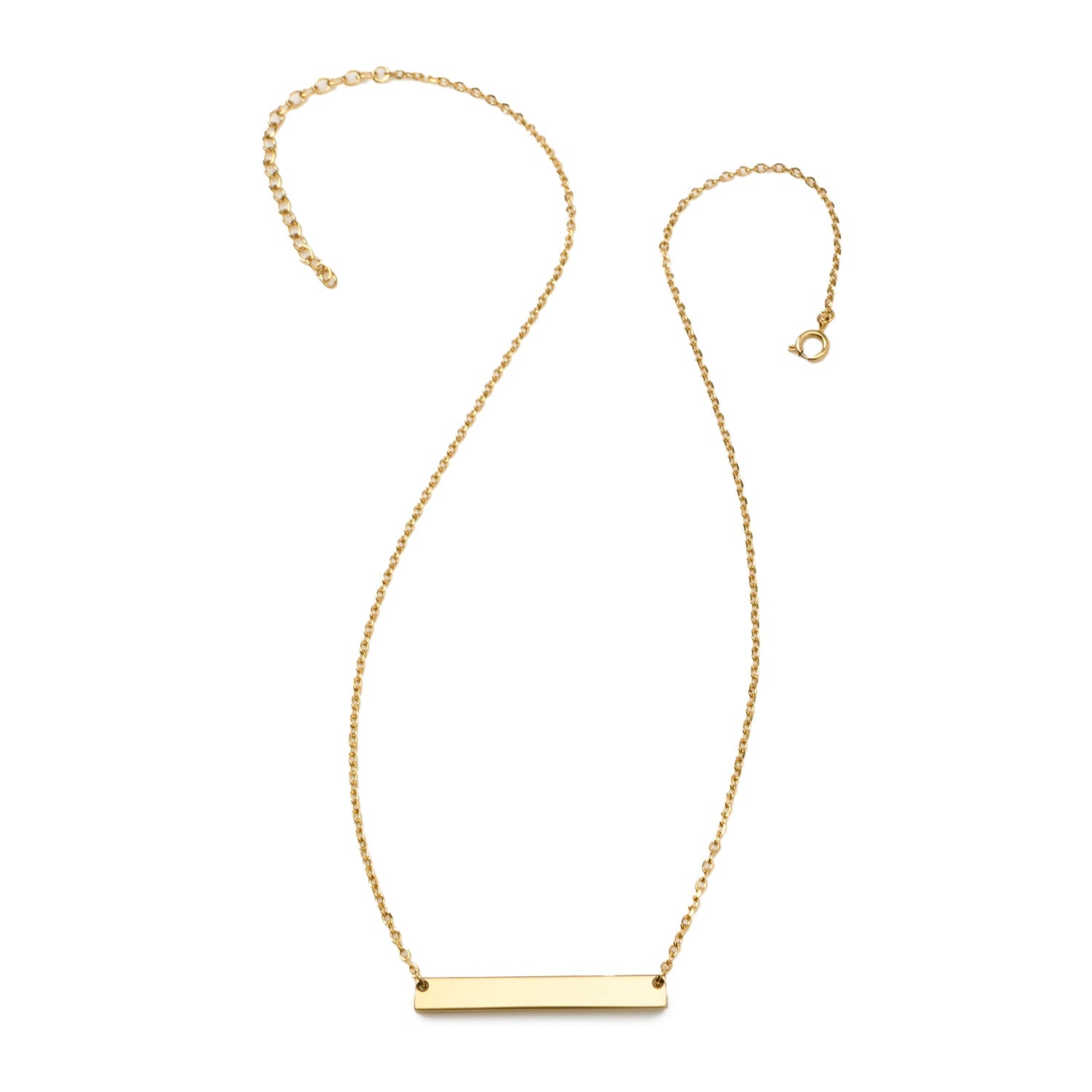 Stainless Steel Gold Engravable Bar Pendant Women's Necklace