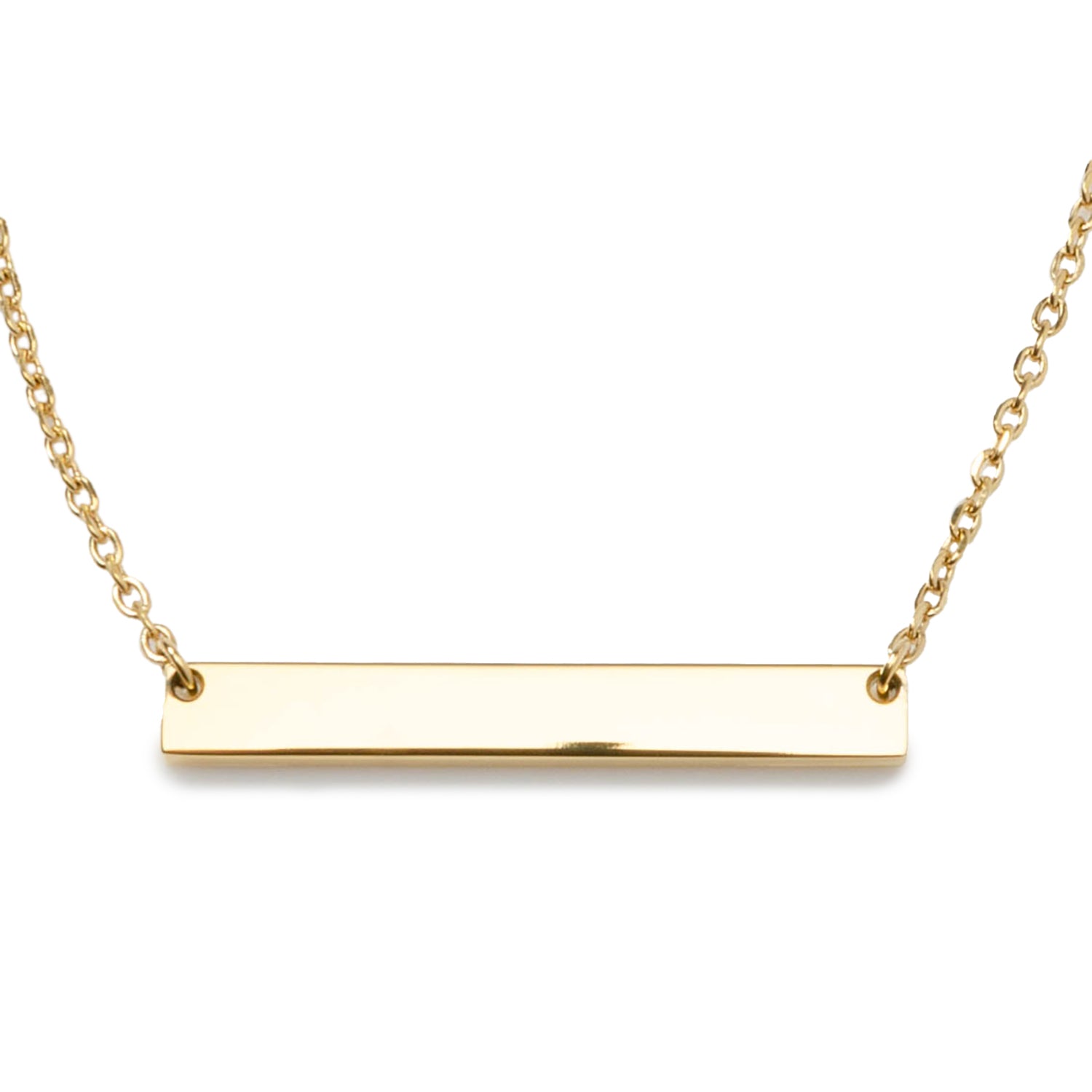 Stainless Steel Gold Engravable Bar Pendant Women's Necklace