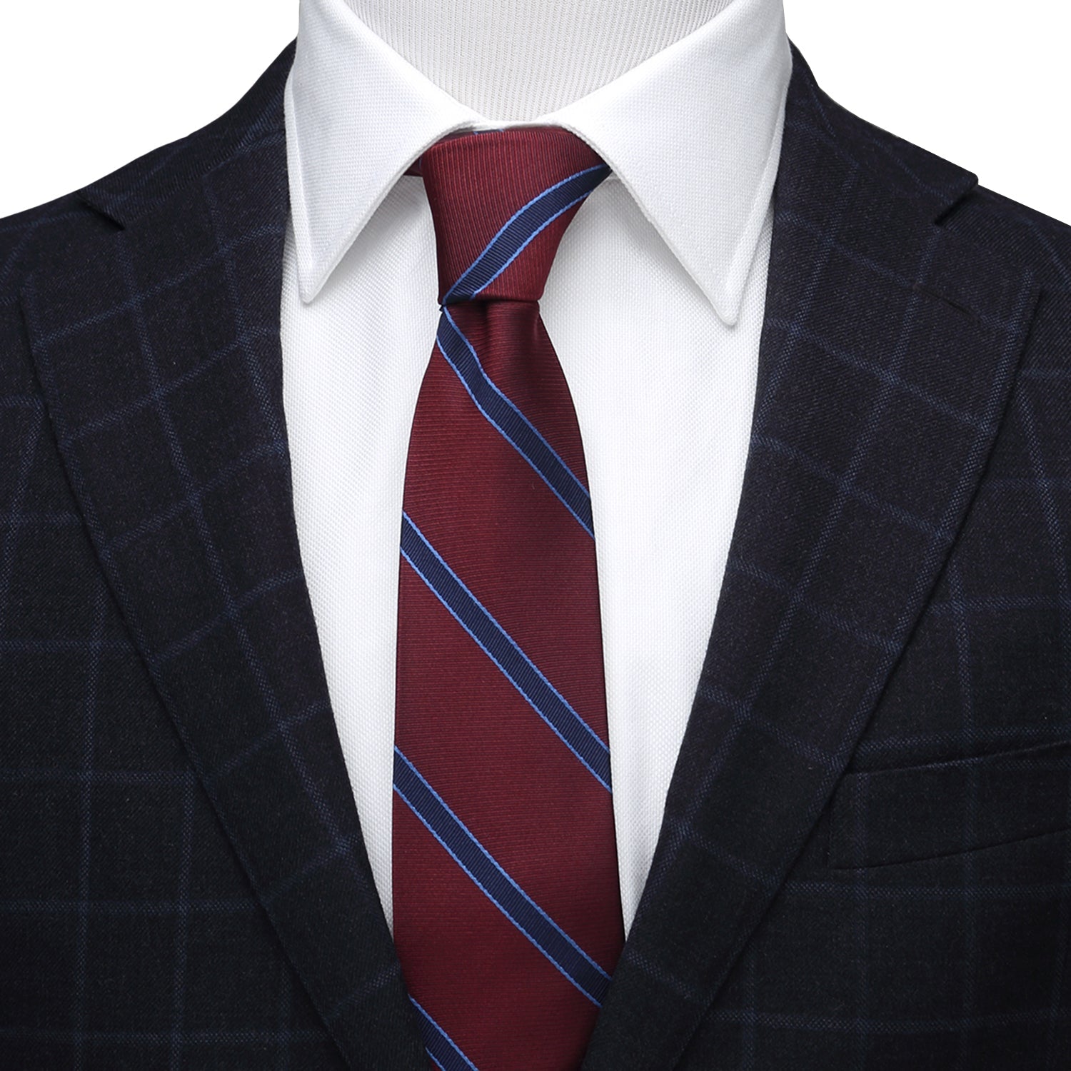 The Phillip Tie (Burgundy Stripe Men's Tie)