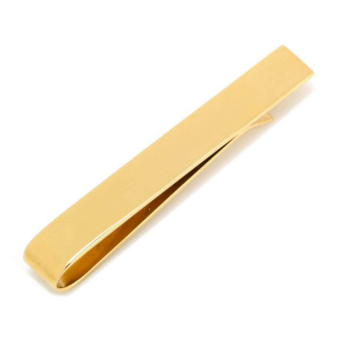Engravable Rectangle Gold Cufflinks and Tie Bar Gift Set