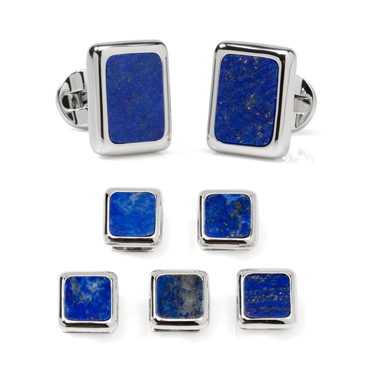 Sterling Silver and Lapis JFK Presidential 5-Stud Set