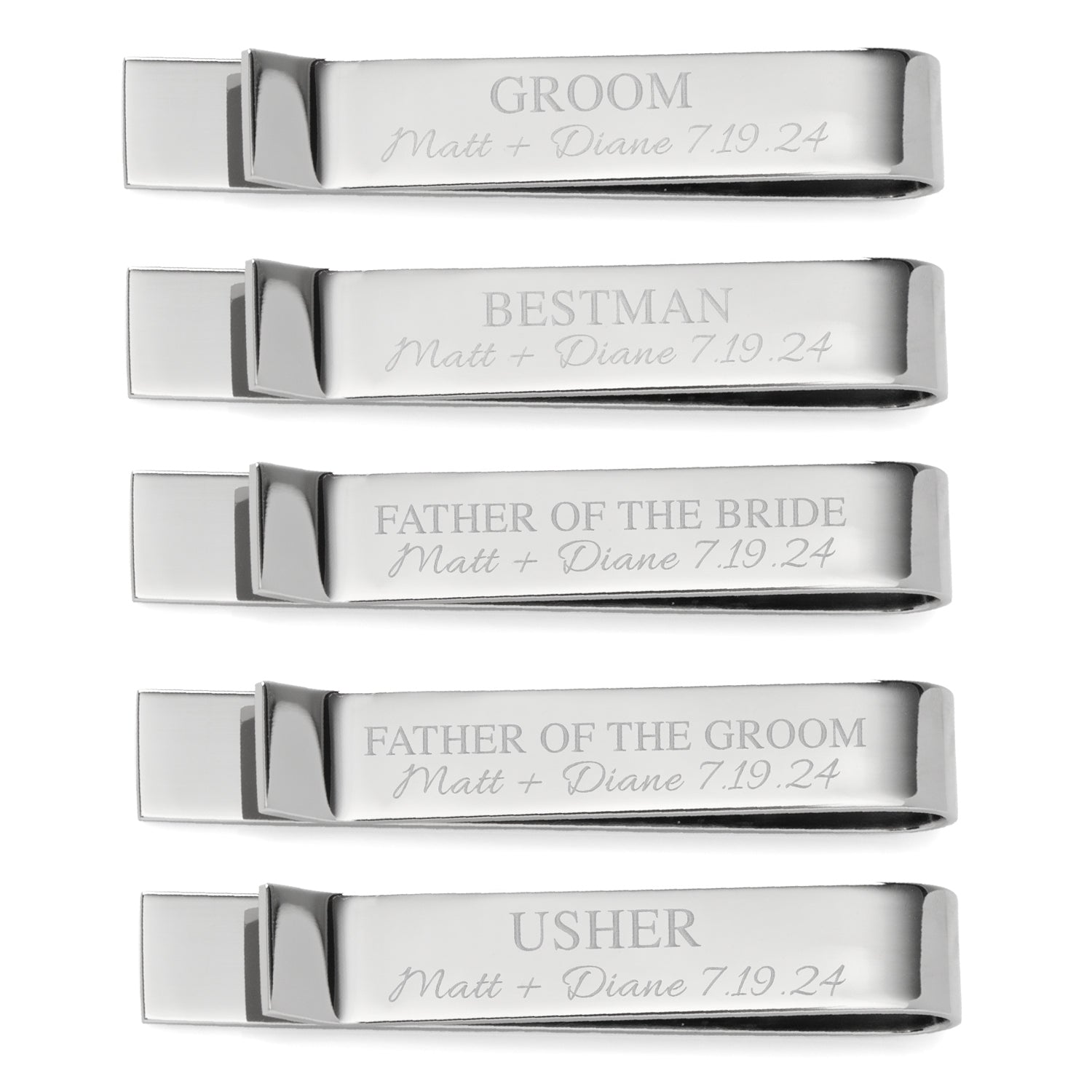 Wedding Party Engravable Tie Bar