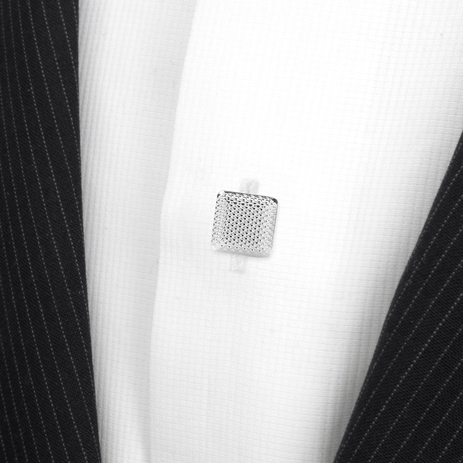 Silver Textured Square Studs