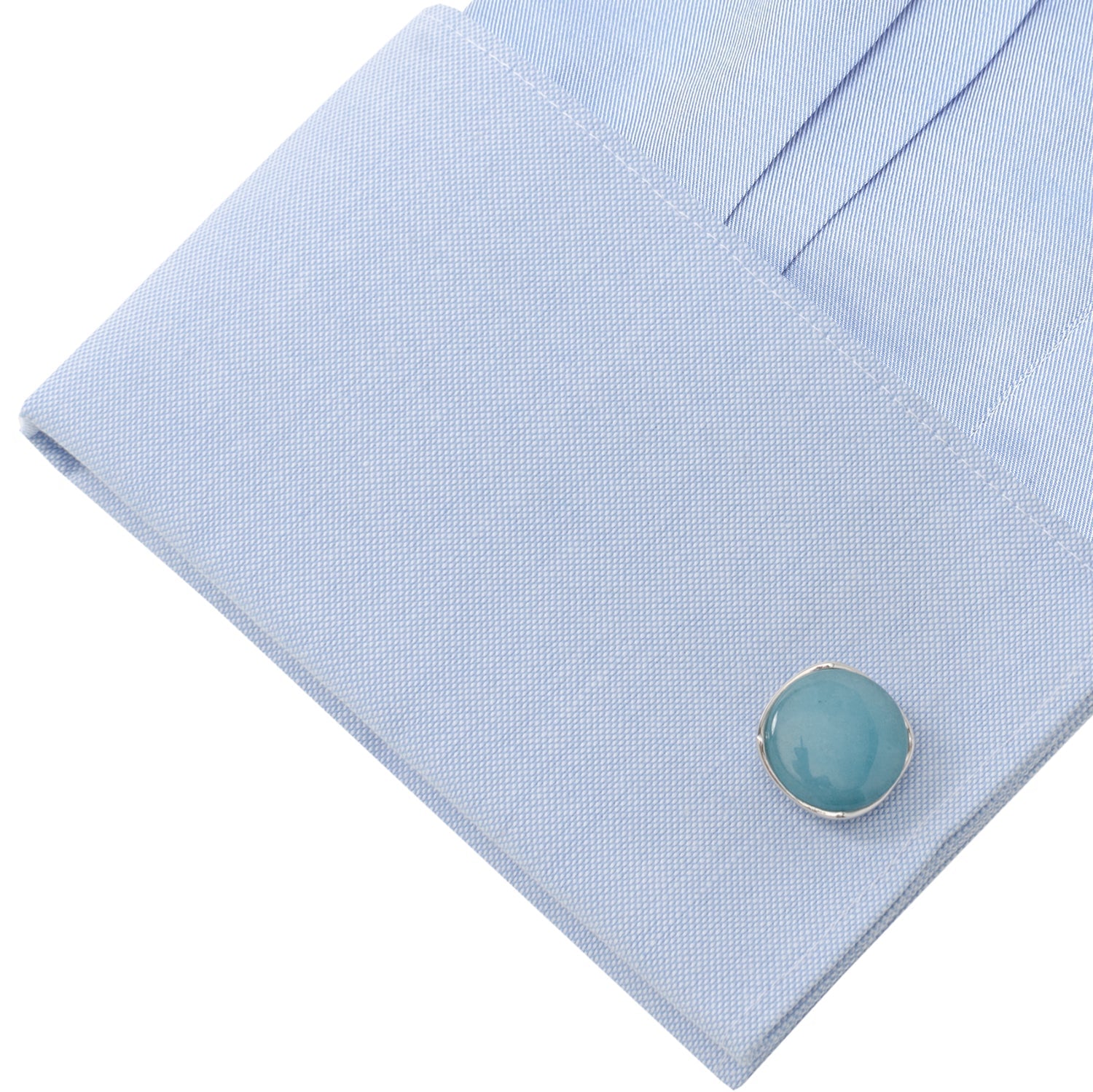 Sterling Silver Classic Formal Aquamarine Jade Cufflinks