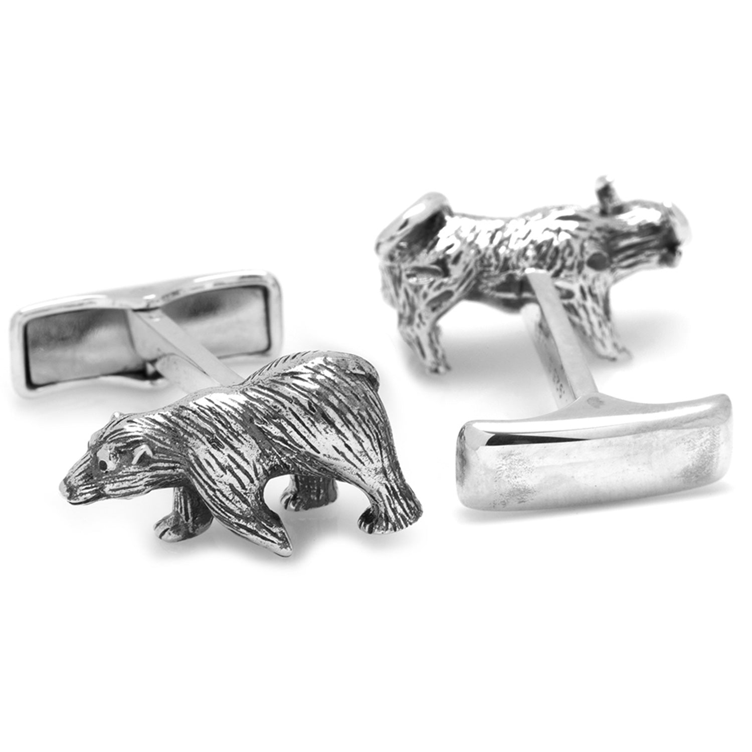 Sterling Silver Bull and Bear Cufflinks