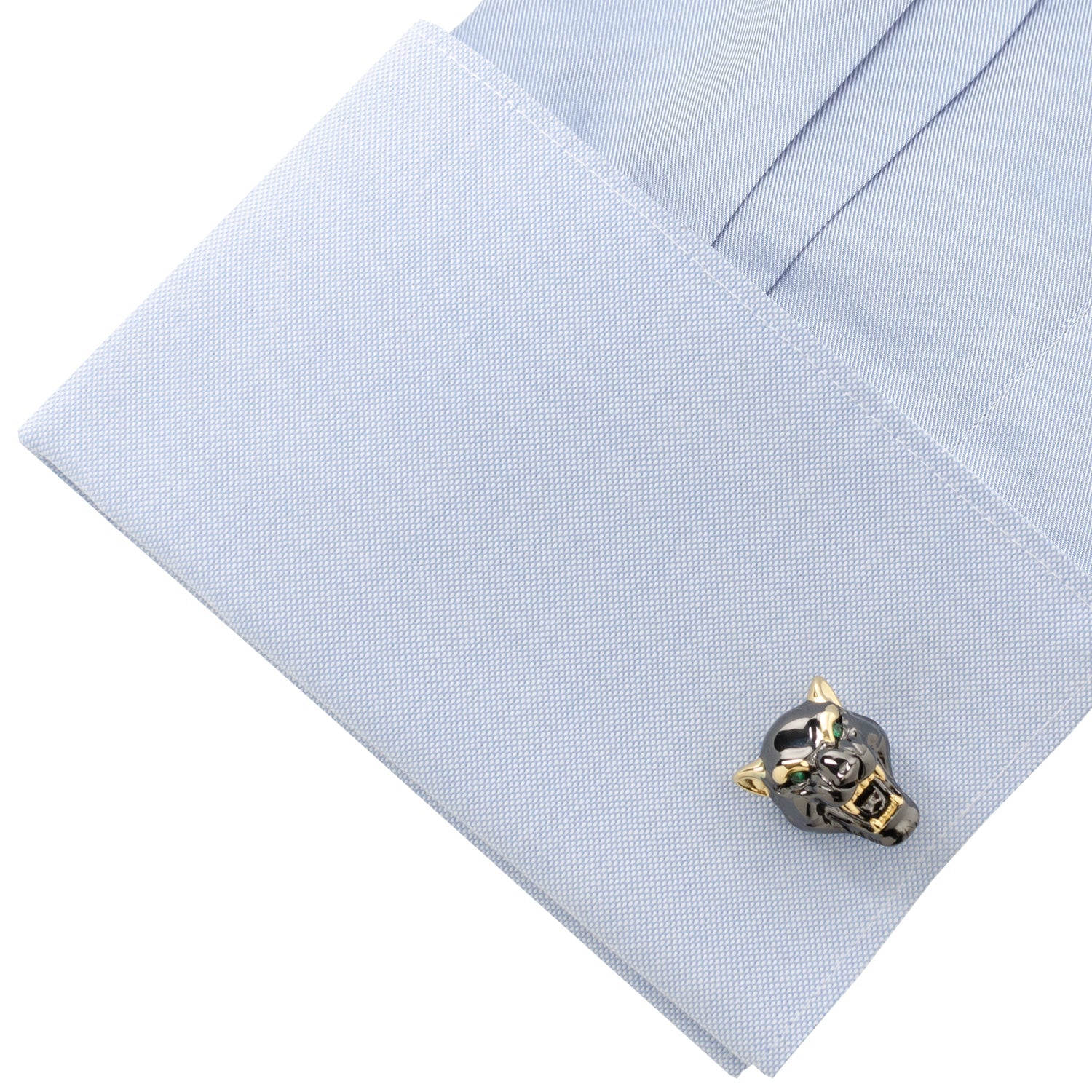 Sterling Silver Black and 14K Gold Vermeil Panther Cufflinks
