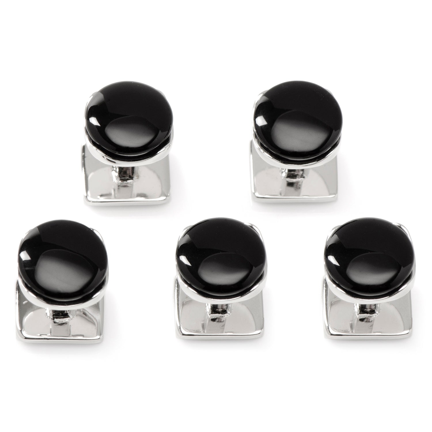 Sterling Silver Classic Formal Black Onyx 5-Studs