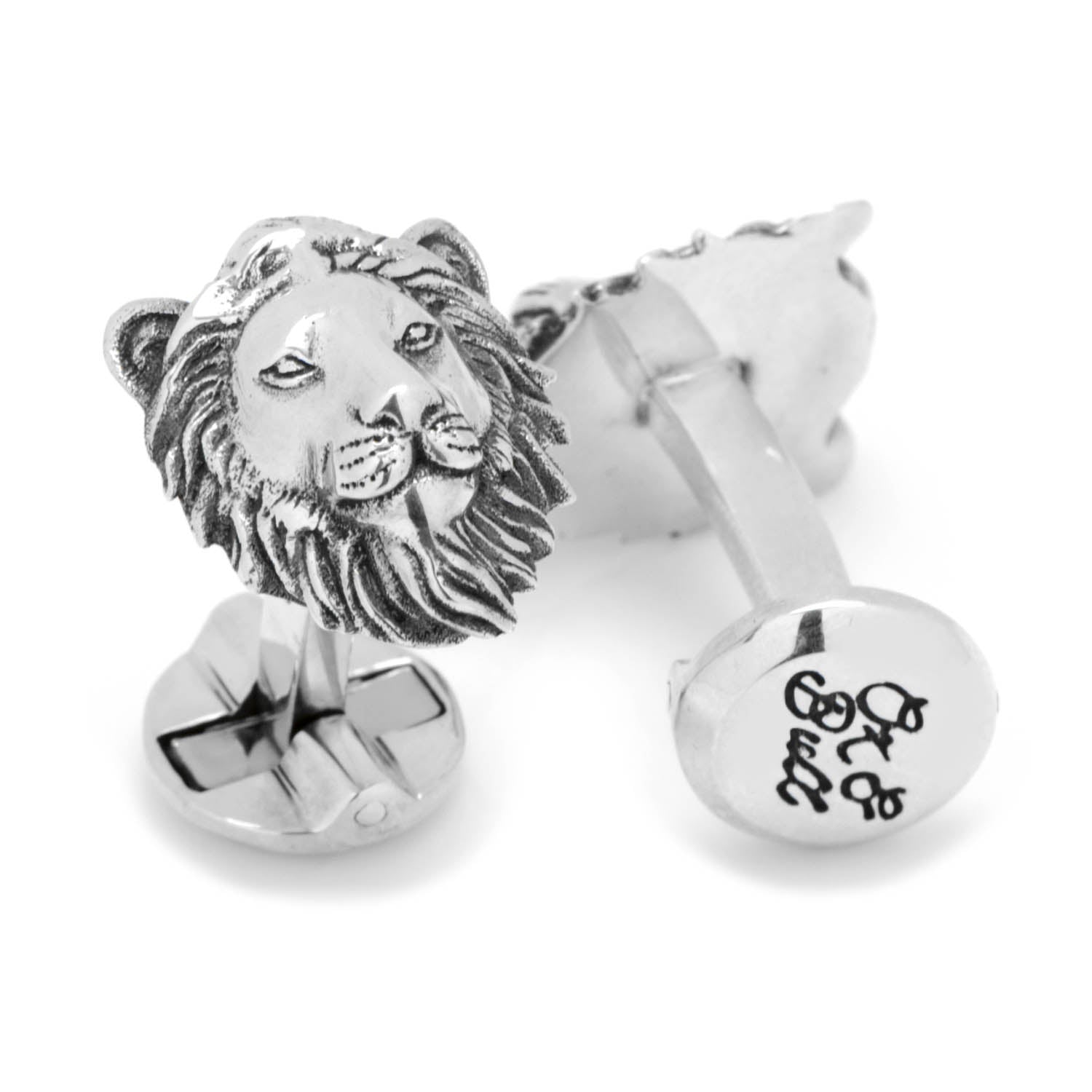 Sterling Silver Lion Head Cufflinks