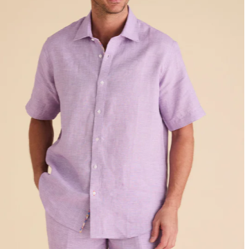 Inserch SS717-00119 Short Sleeve Linen Shirt Lavander