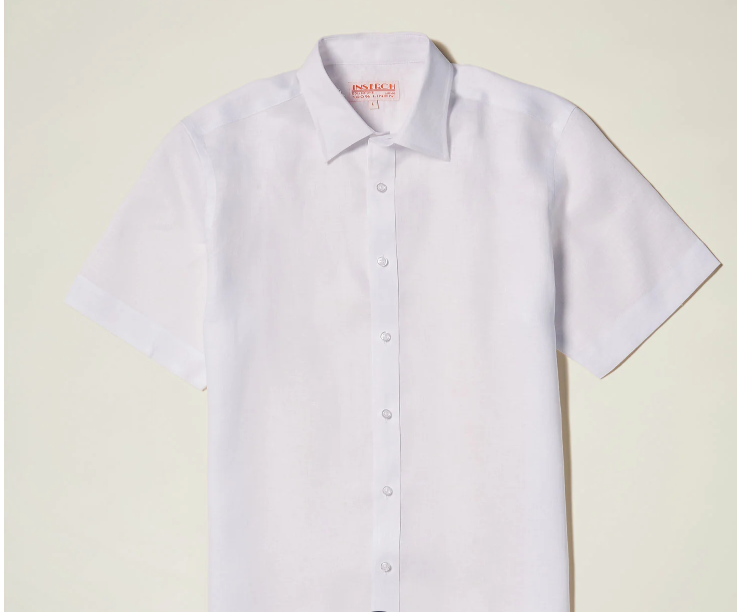 Inserch SS717-02 Short Sleeve Linen Shirt White