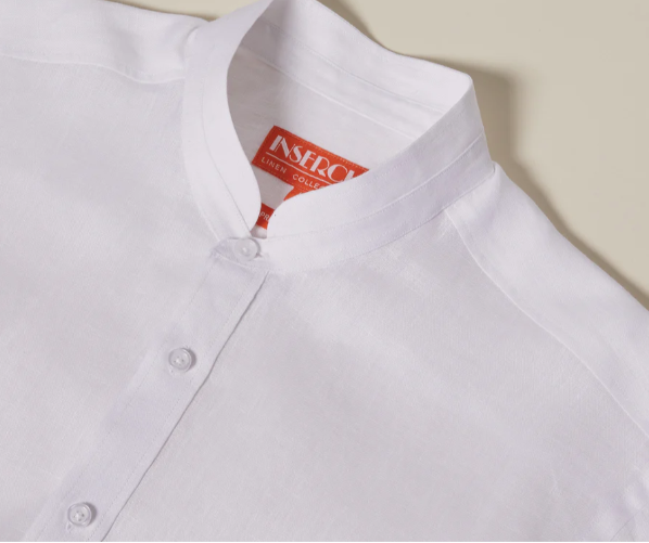 Inserch SS716-02 Short Sleeve Linen Shirt White