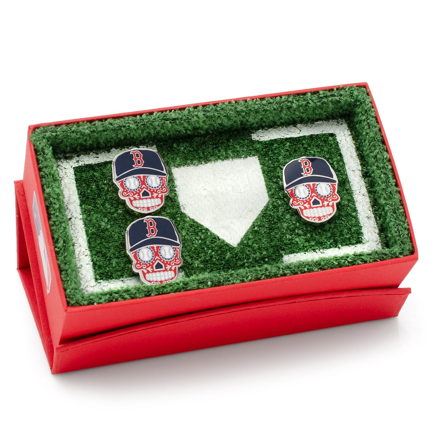 MLB Boston Red Sox Sugar Skull Cufflinks & Lapel Pin Gift Set