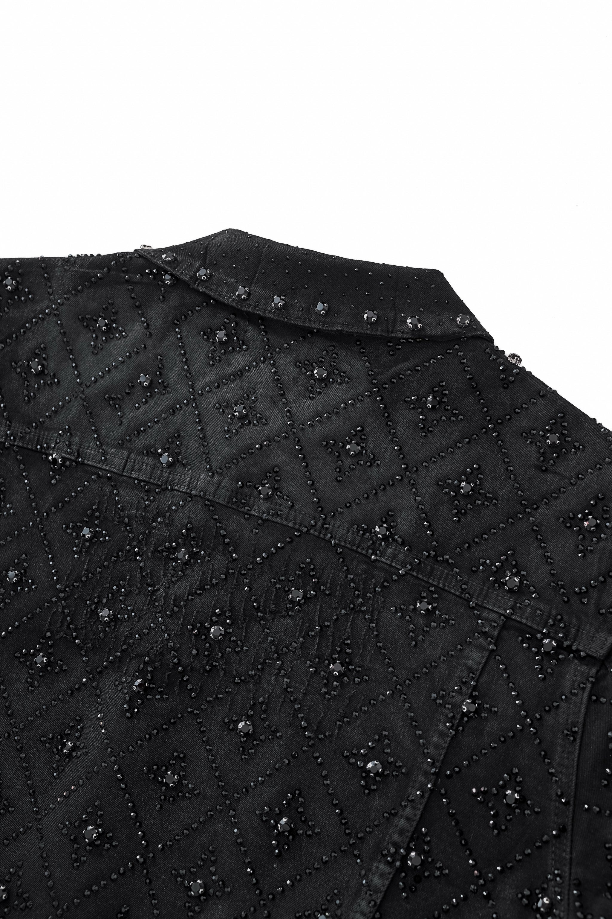 Radiant Embellished Denim Jkt – Century Penthouse BLACK
