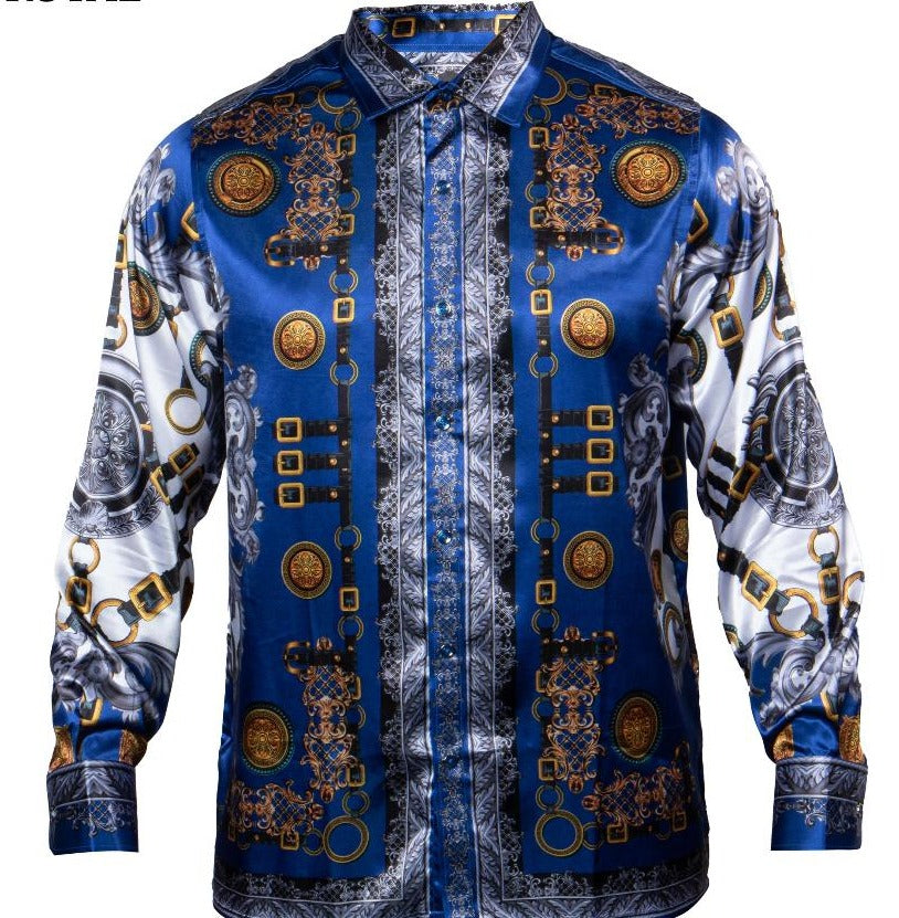 Prestige PR-353 Long Sleeve Belt Digital Print Royal