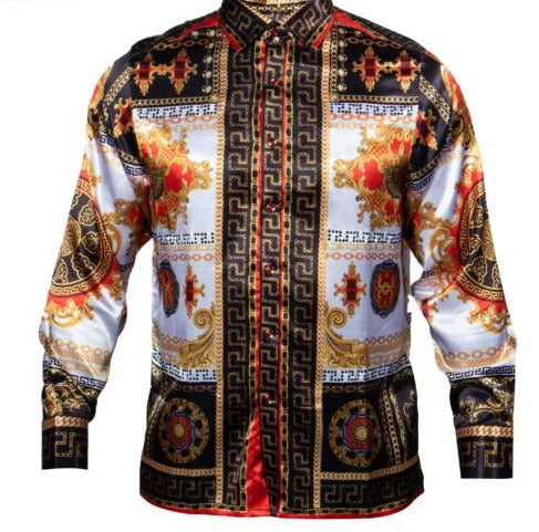 Prestige PR-356 Long Sleeve Greek Digital Print Red