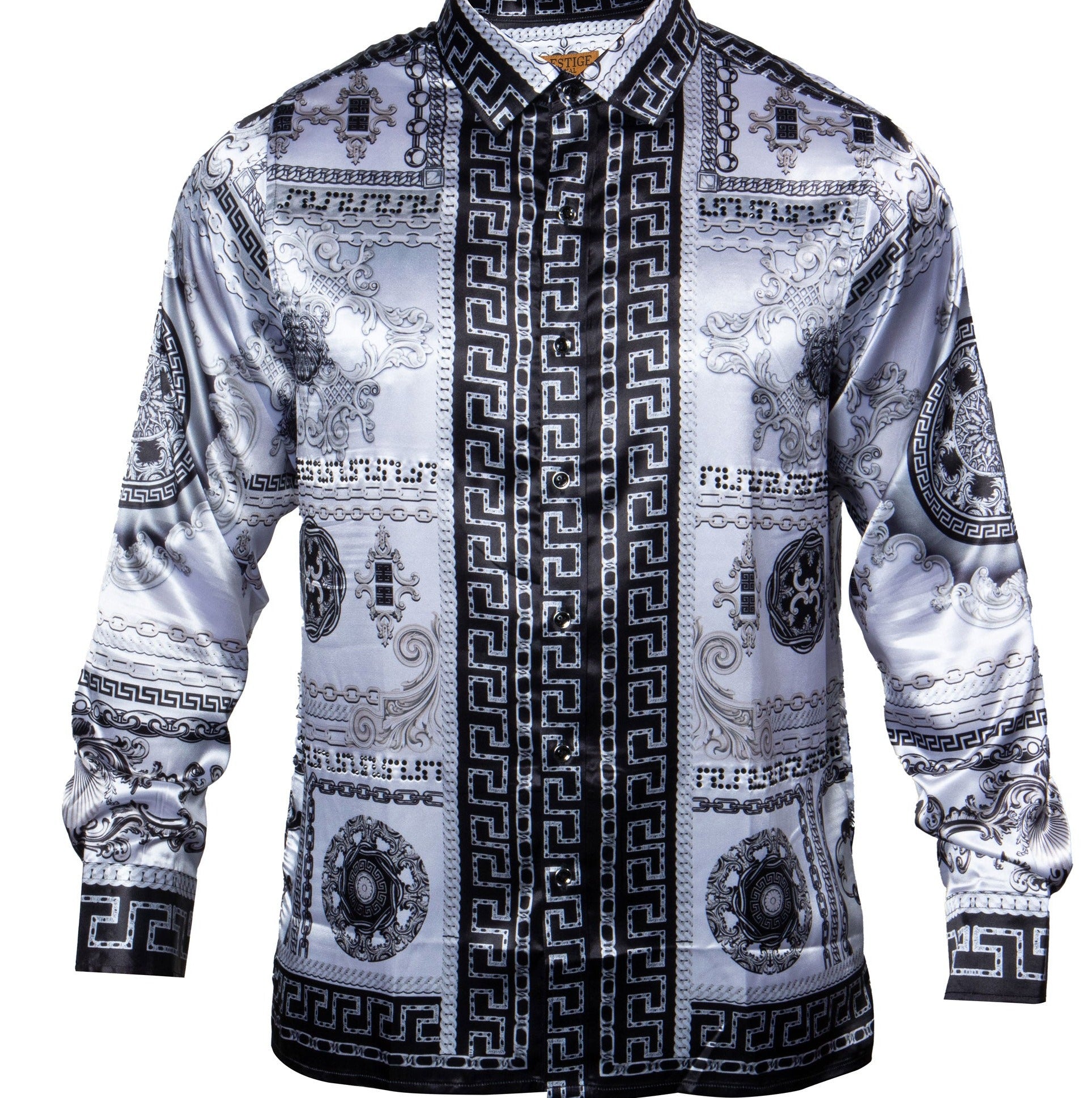 Prestige PR-356 Long Sleeve Greek Digital Print White