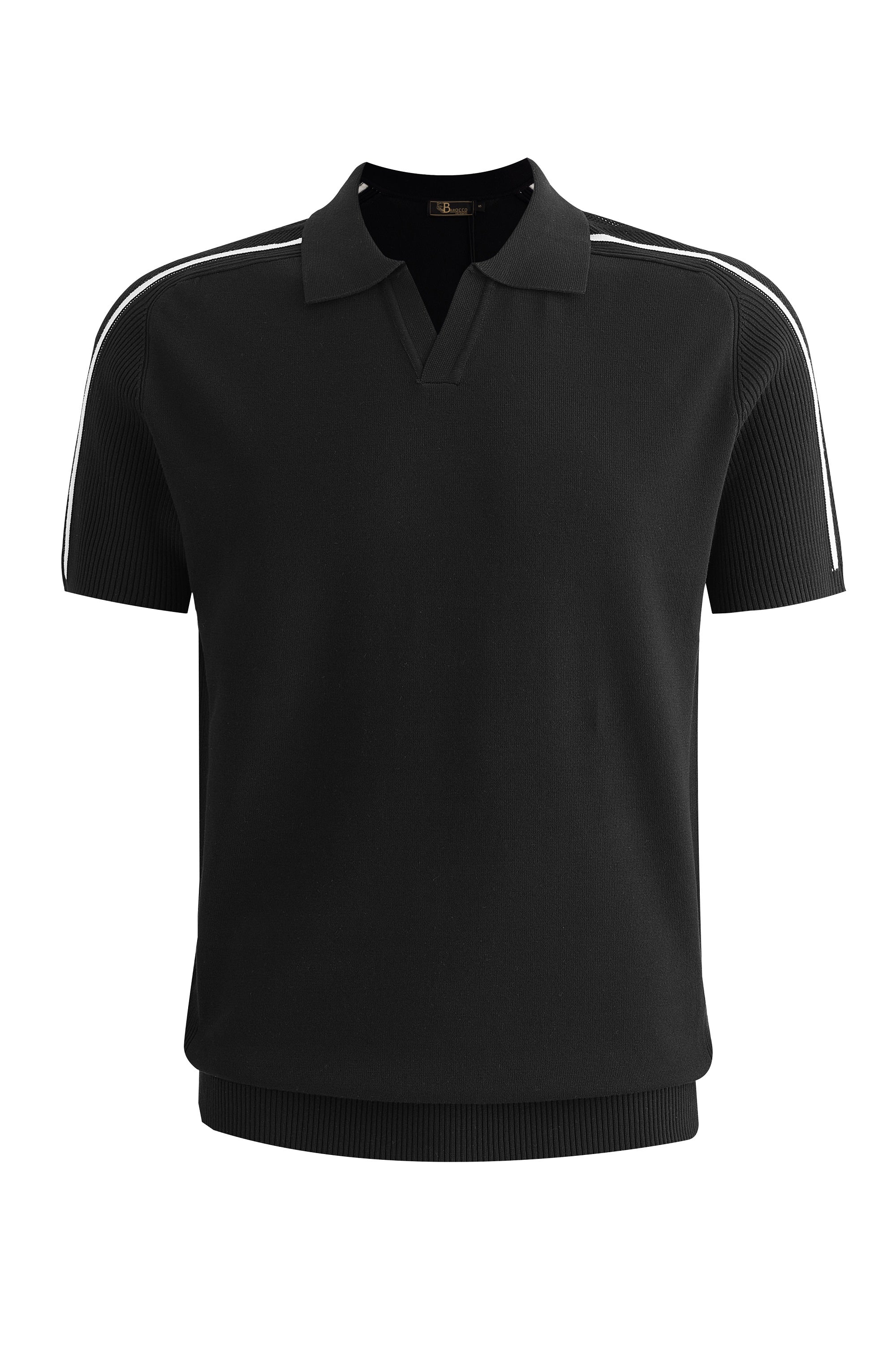 Milano Stripe Collar Polo BLACK