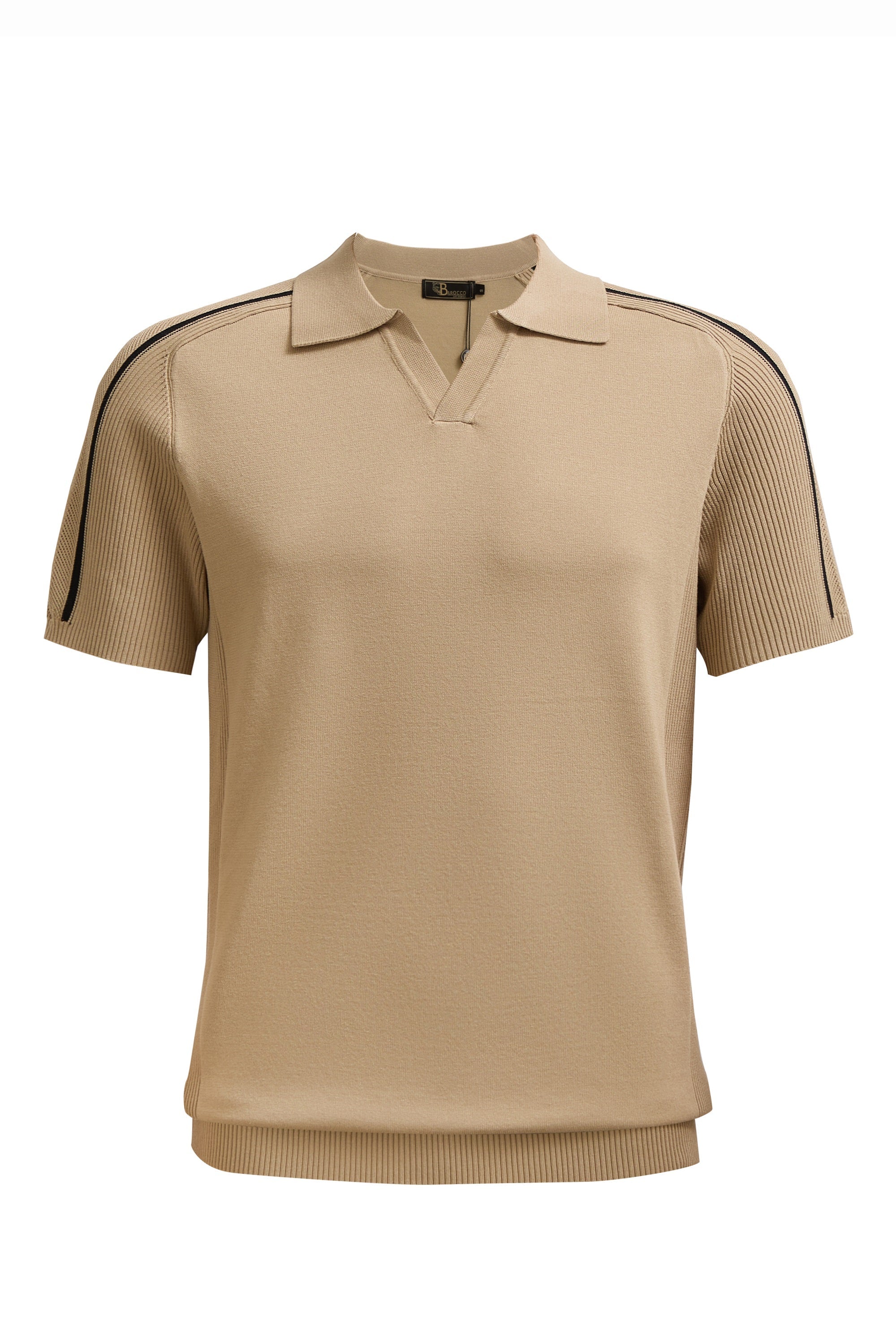 Milano Stripe Collar Polo KHAKI