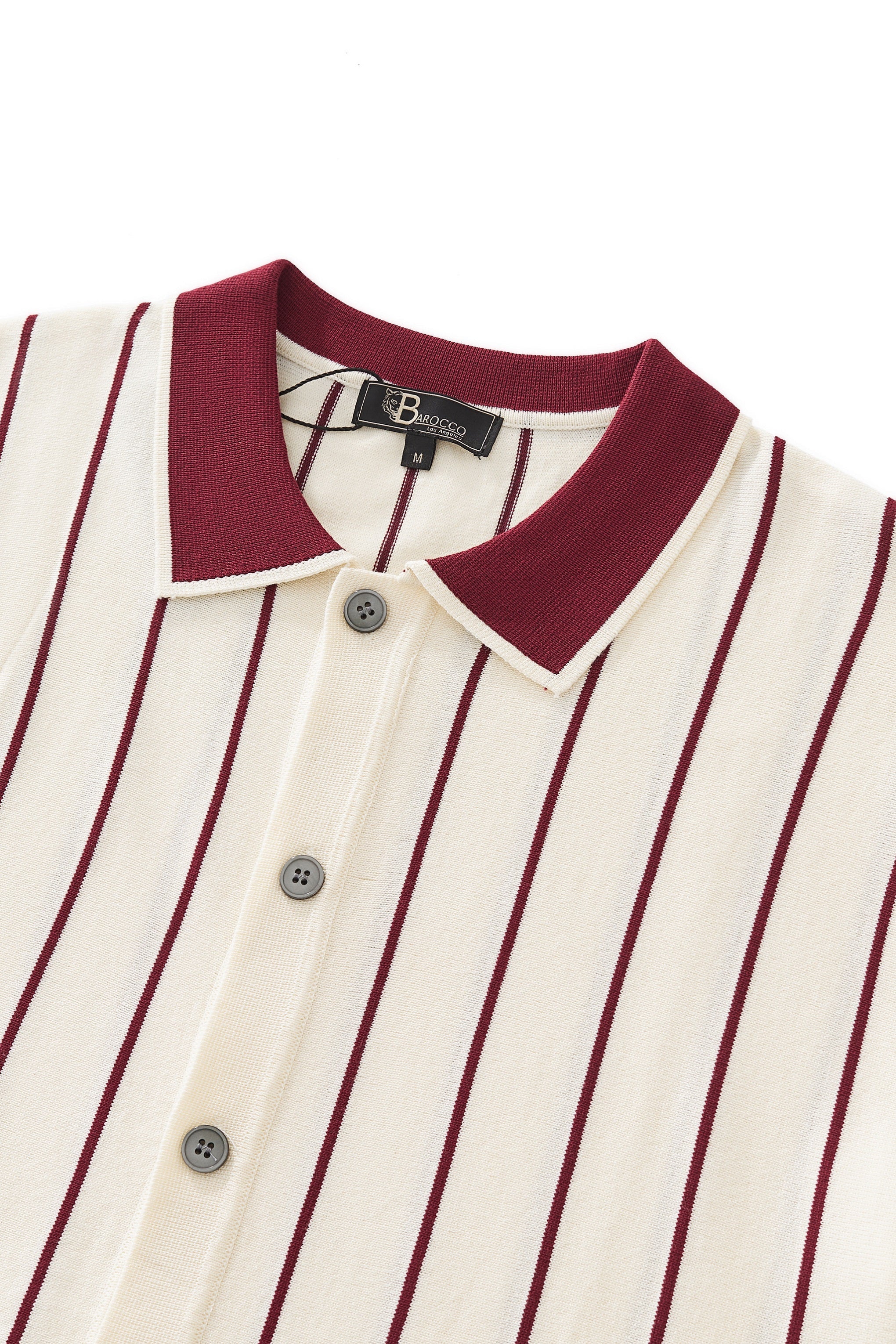 ModStripe Knit Shirt IVORY/WINE