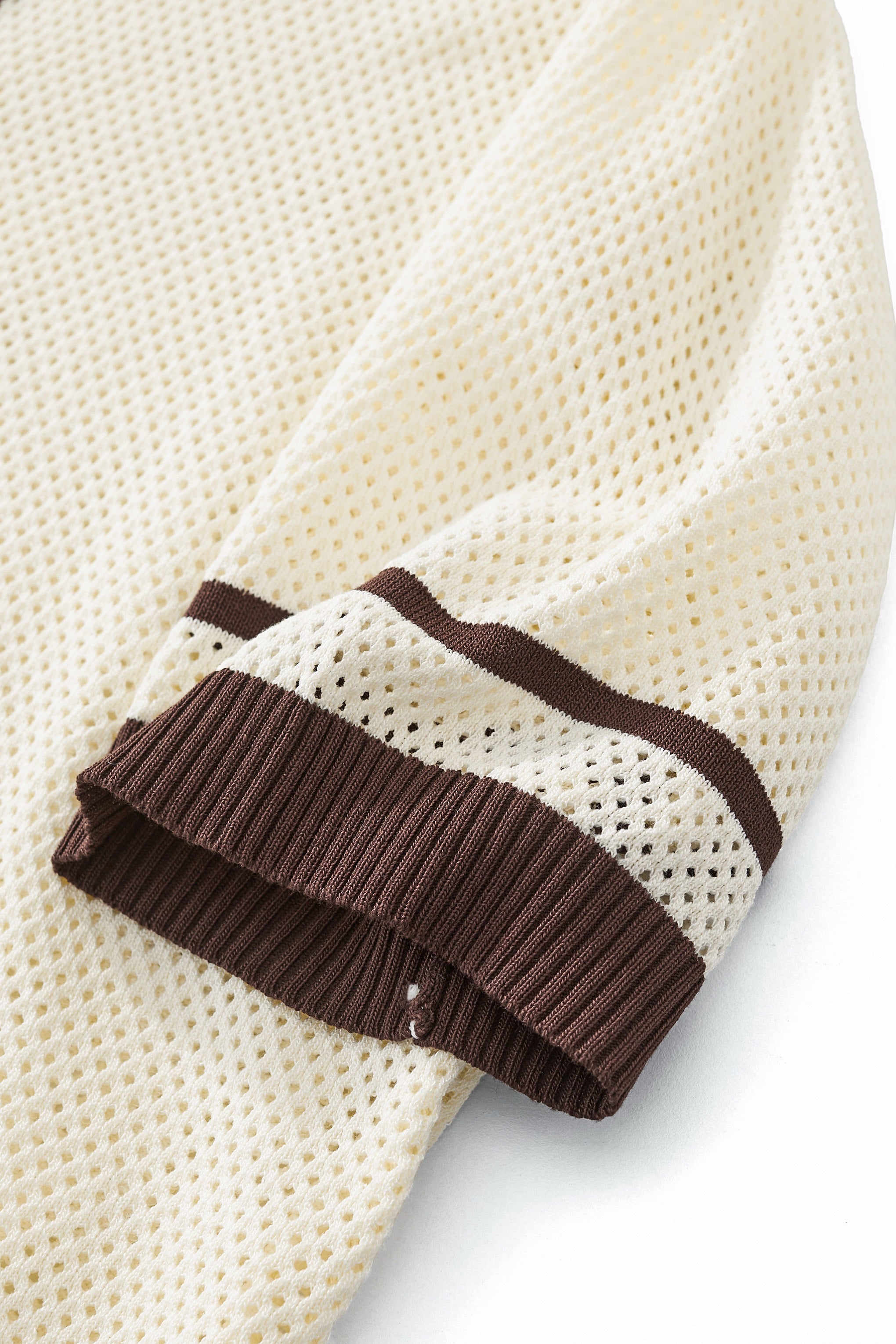 Contrast Trim Mesh Button-Up IVORY