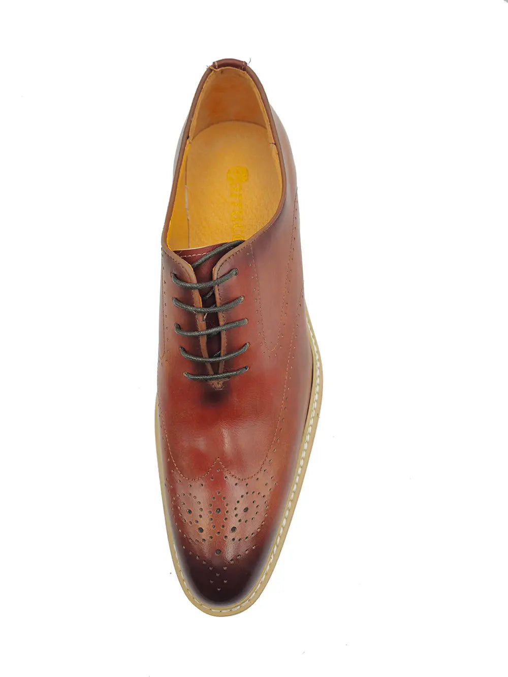 Patina Wing-tip Oxford with Medallion on Toe