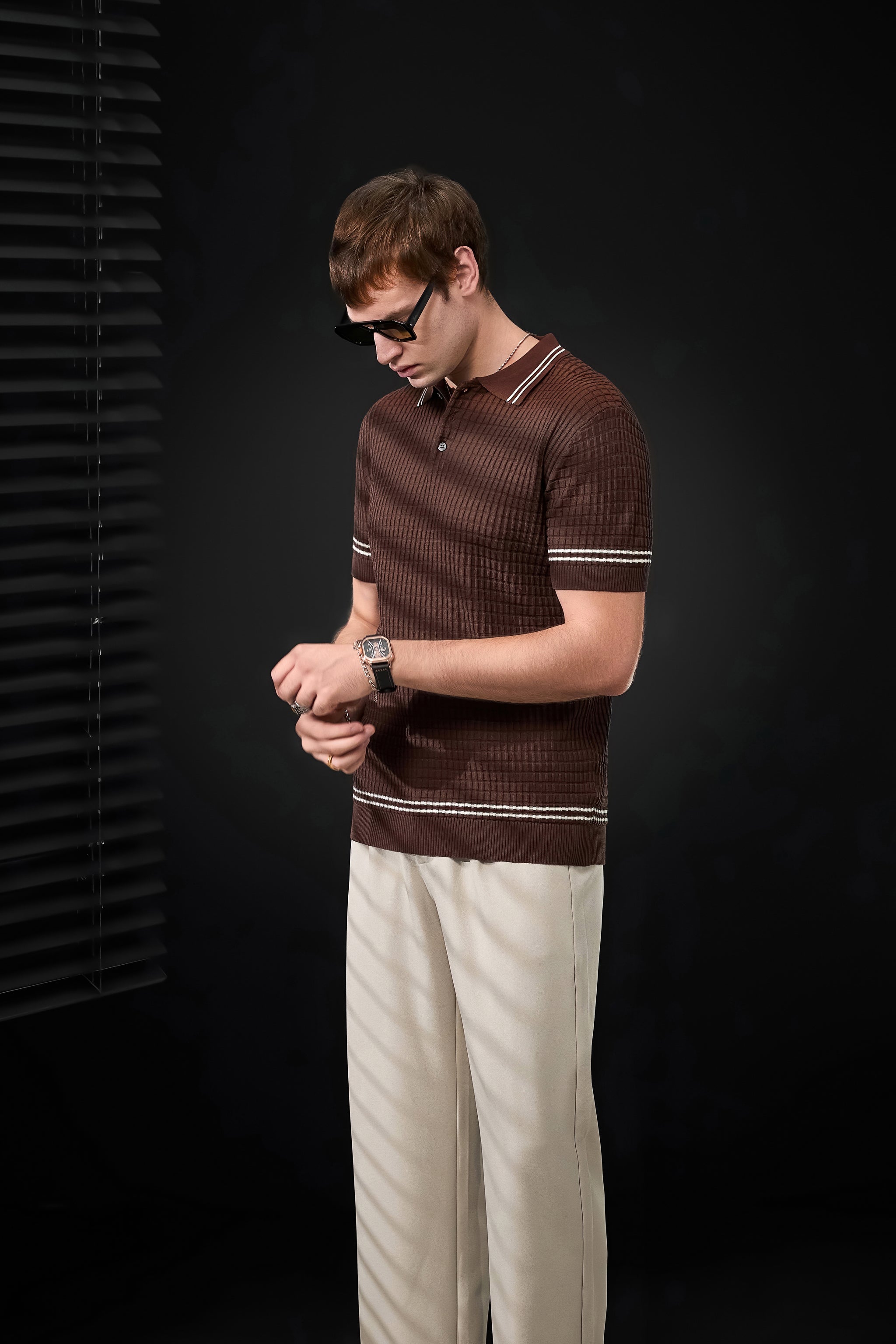 Kingsley Side-Tab Trousers TAUPE