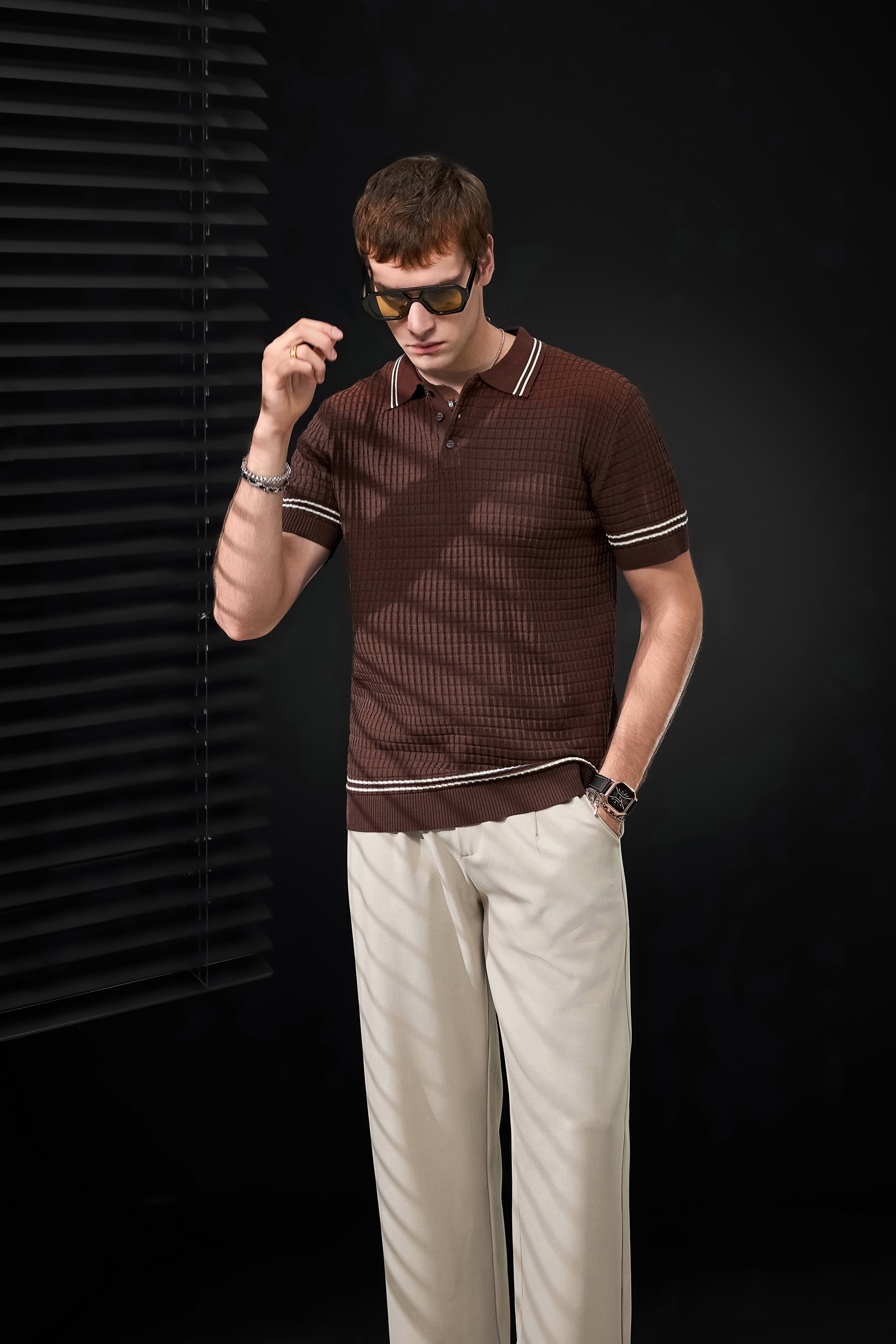 Kingsley Side-Tab Trousers TAUPE