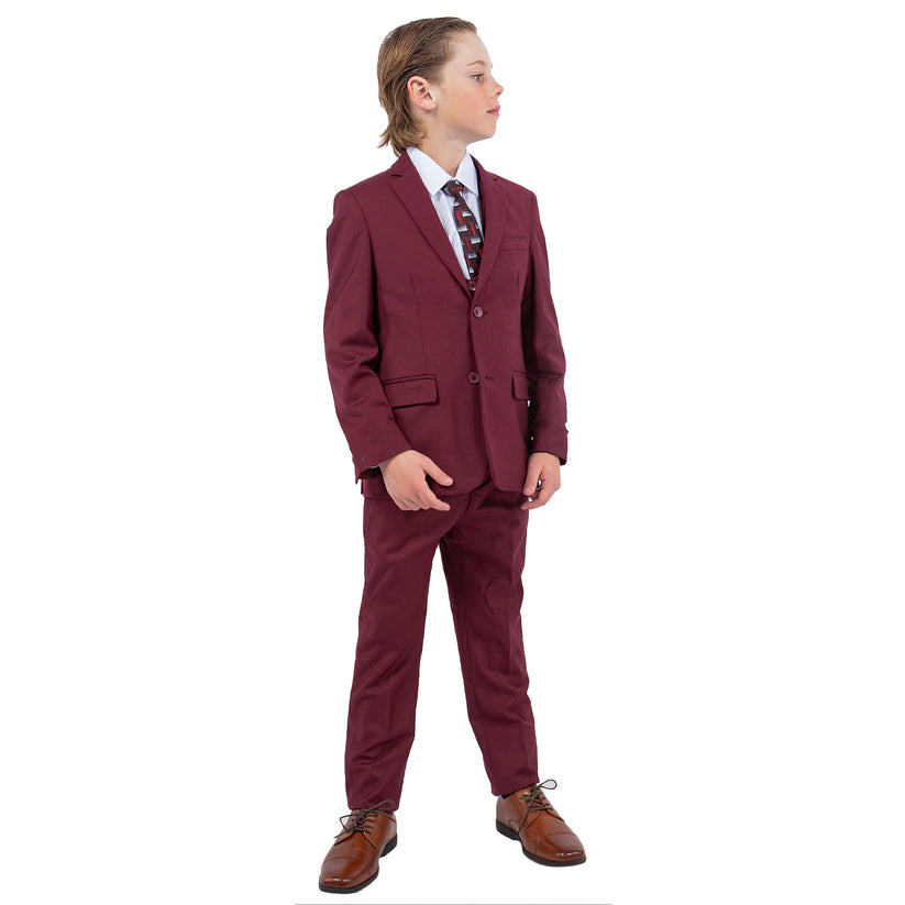 Stacy Adams SB282-06 5PCS Boys Suits Burgundy