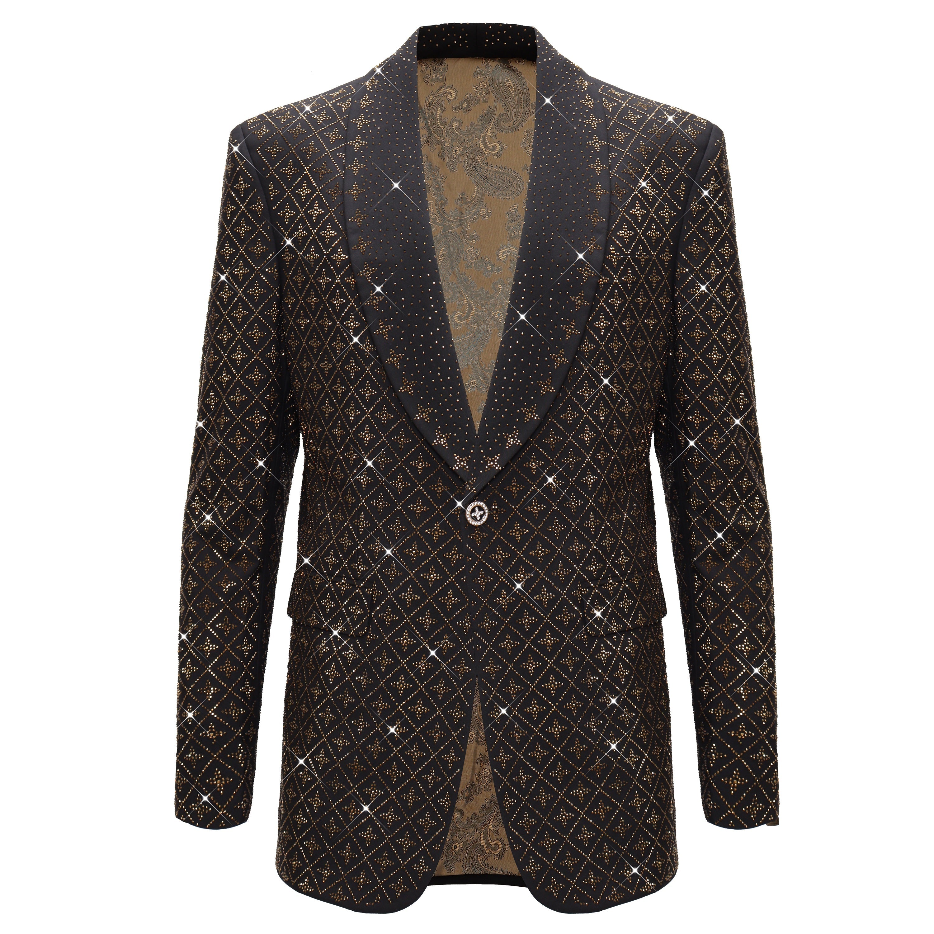Elegant Blazer with Sparkling Embellishments BLACK/GOLD