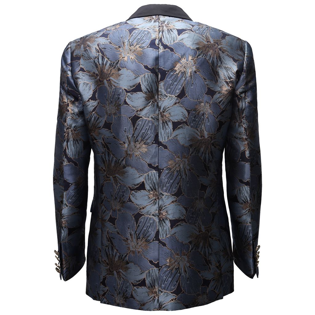 Midnight Bloom Jacquard Blazer - BLUE/GOLD