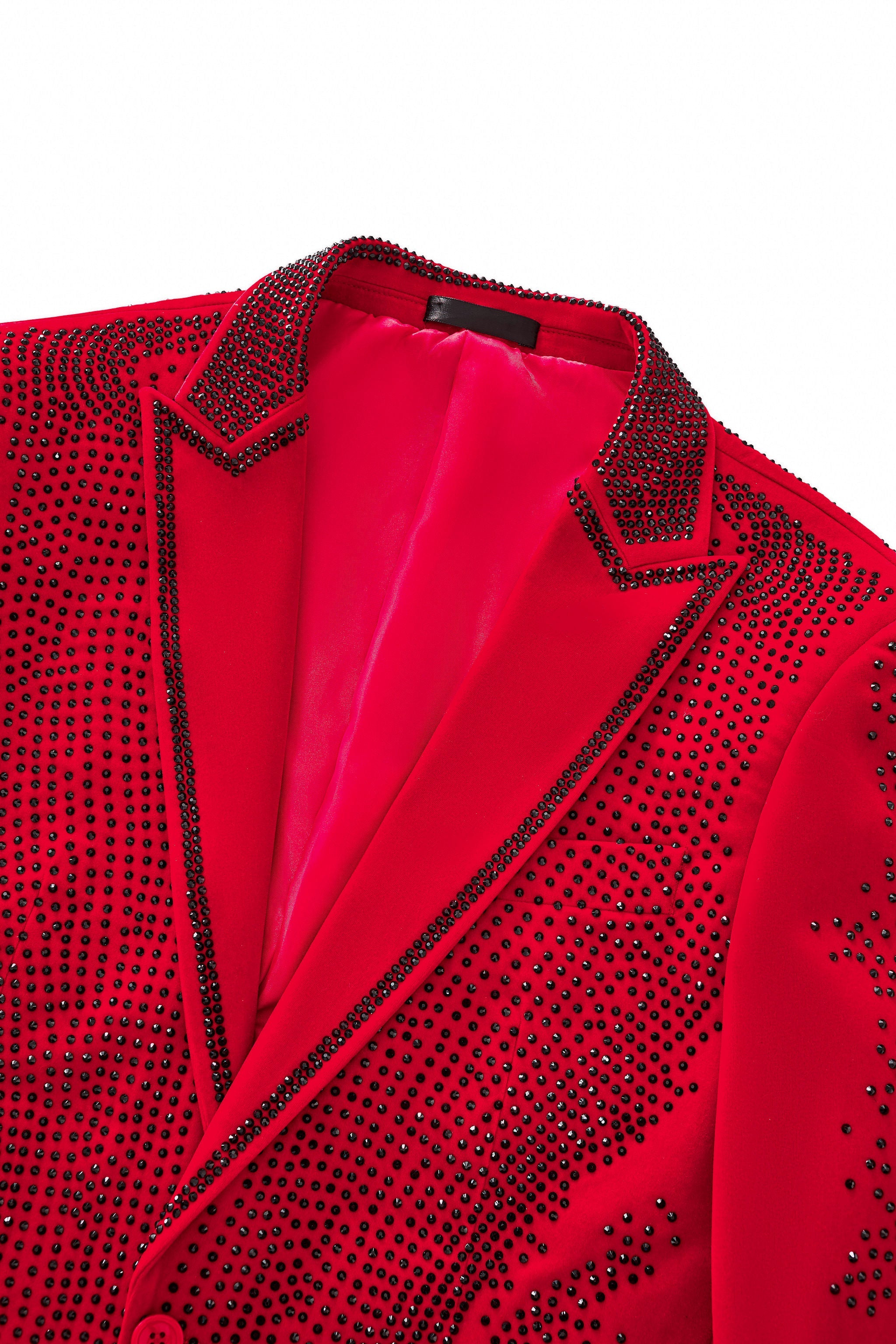 Regal Cascades Embellished Velvet Blazer RED/RED