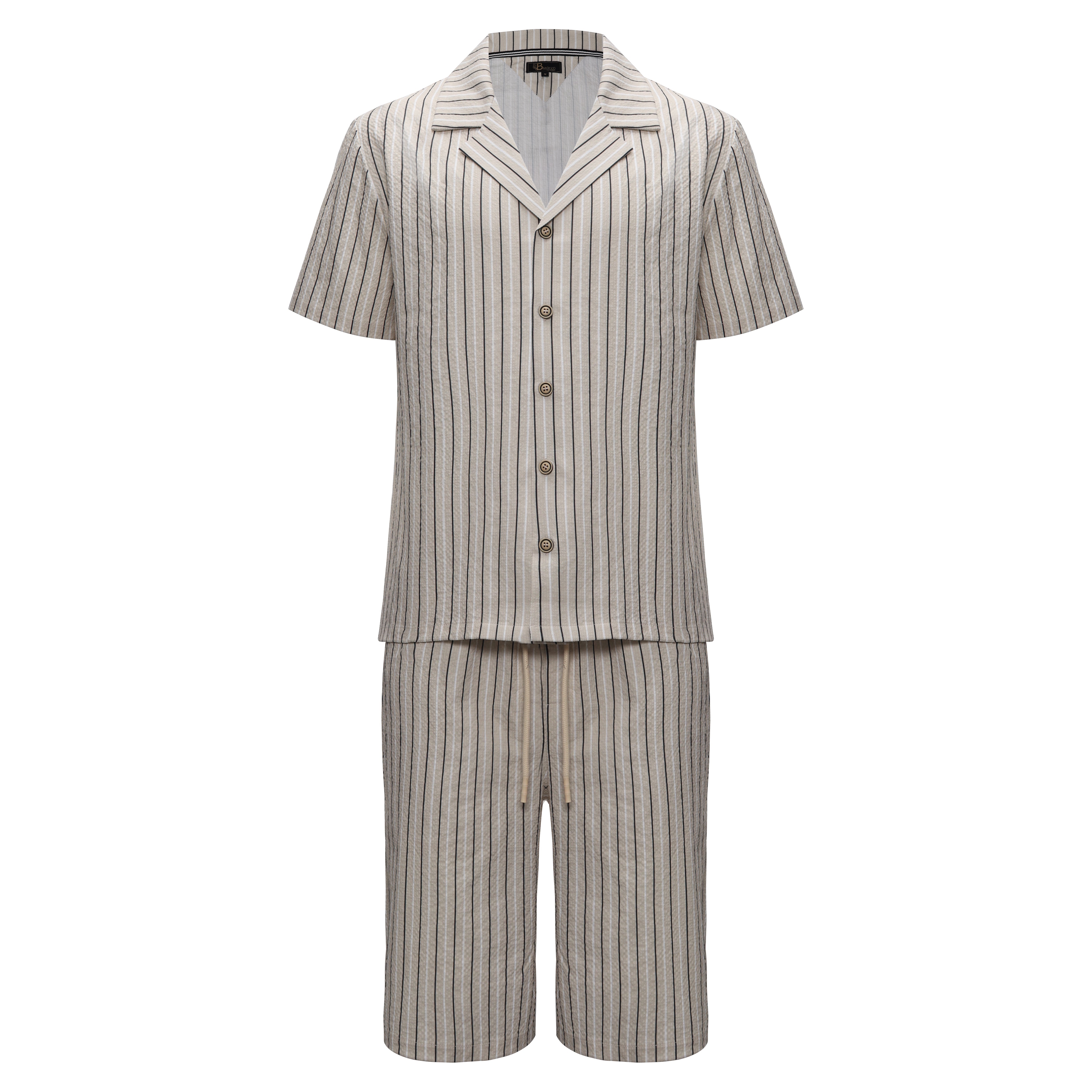 Men’s Classic Striped Lounge Set BEIGE