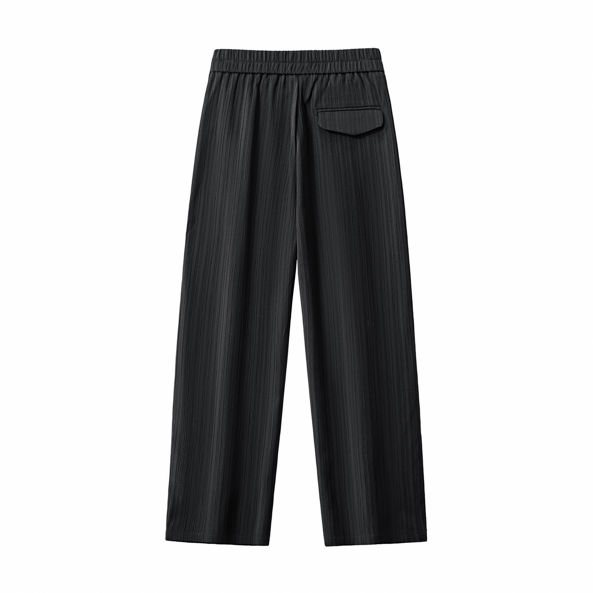Crinkle Texture Shirt & Pant Set BLACK