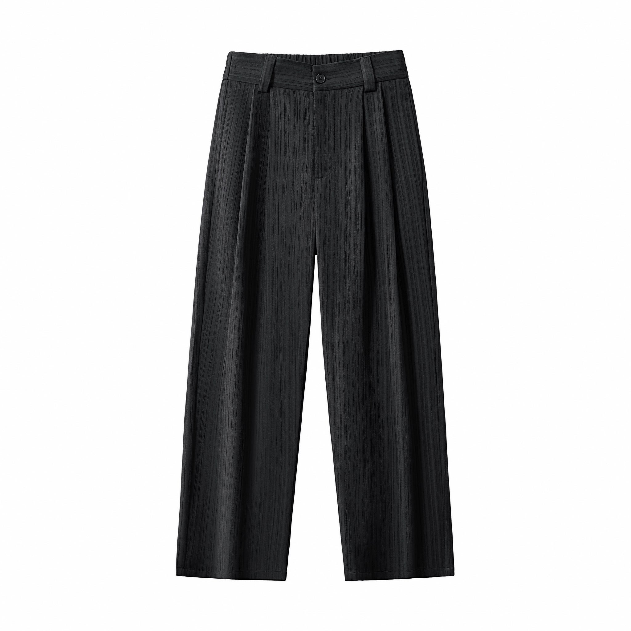 Crinkle Texture Shirt & Pant Set BLACK