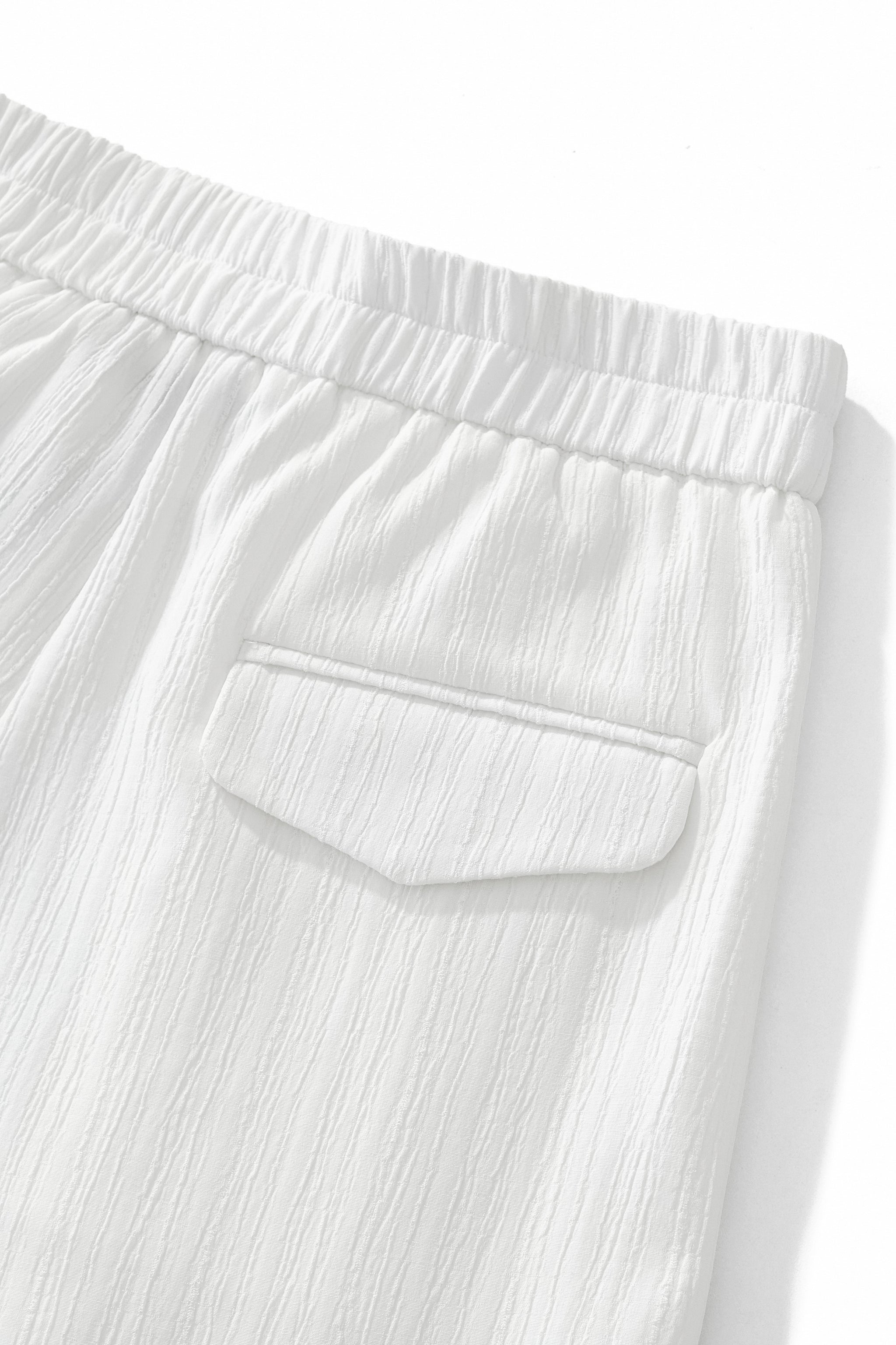 Crinkle Texture Shirt & Pant Set WHITE