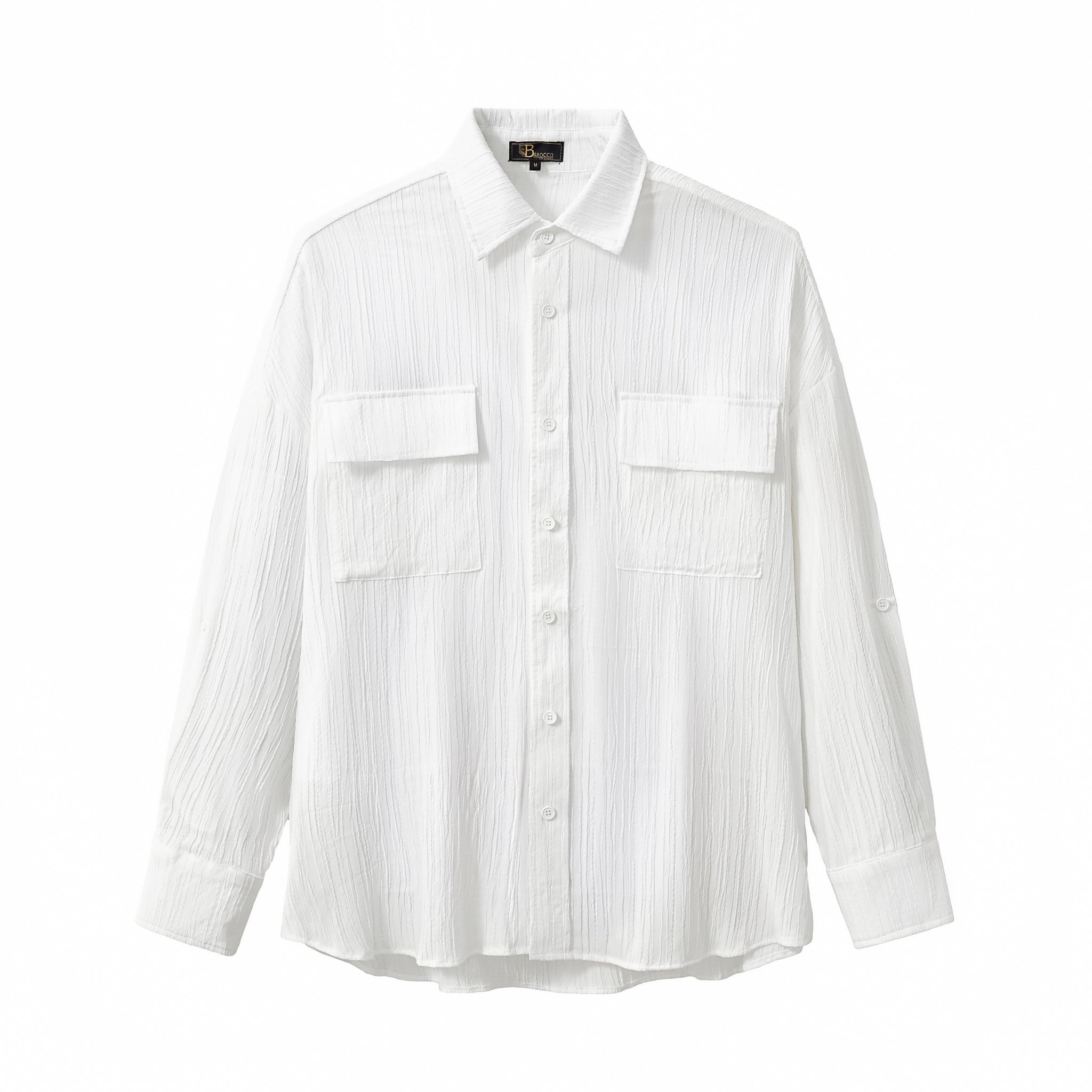 Crinkle Texture Shirt & Pant Set WHITE
