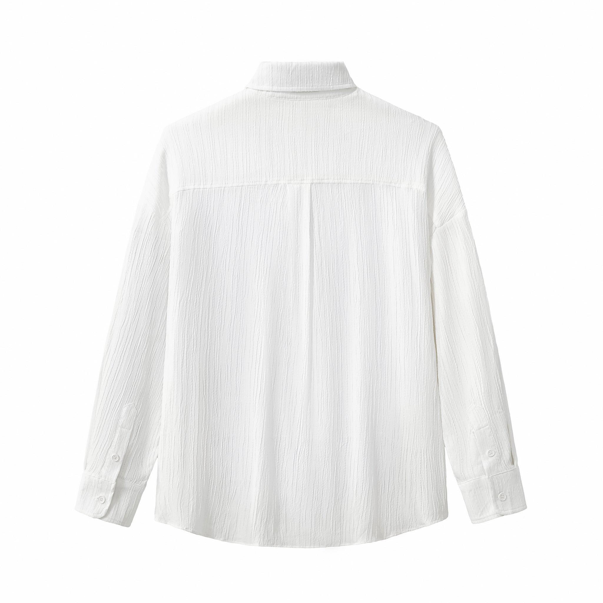 Crinkle Texture Shirt & Pant Set WHITE