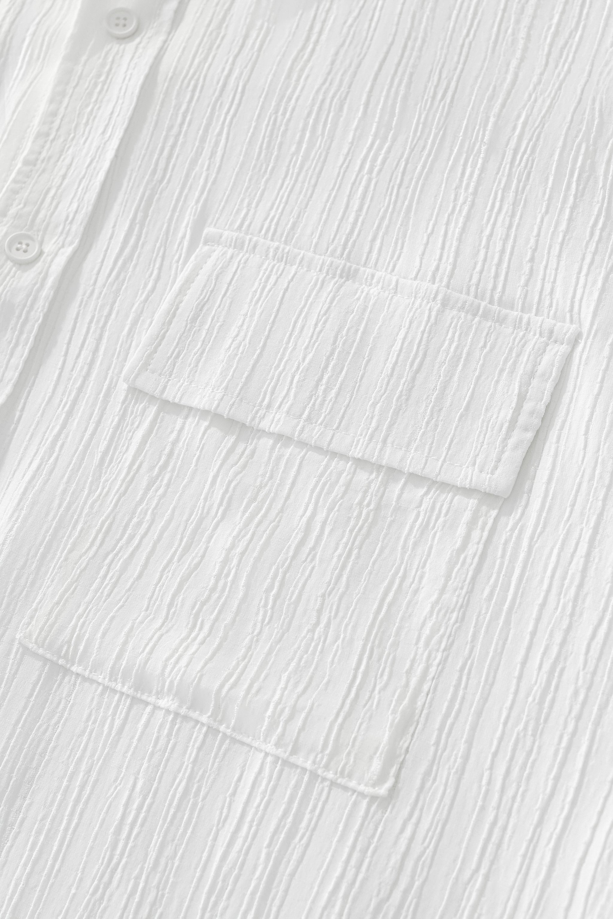 Crinkle Texture Shirt & Pant Set WHITE