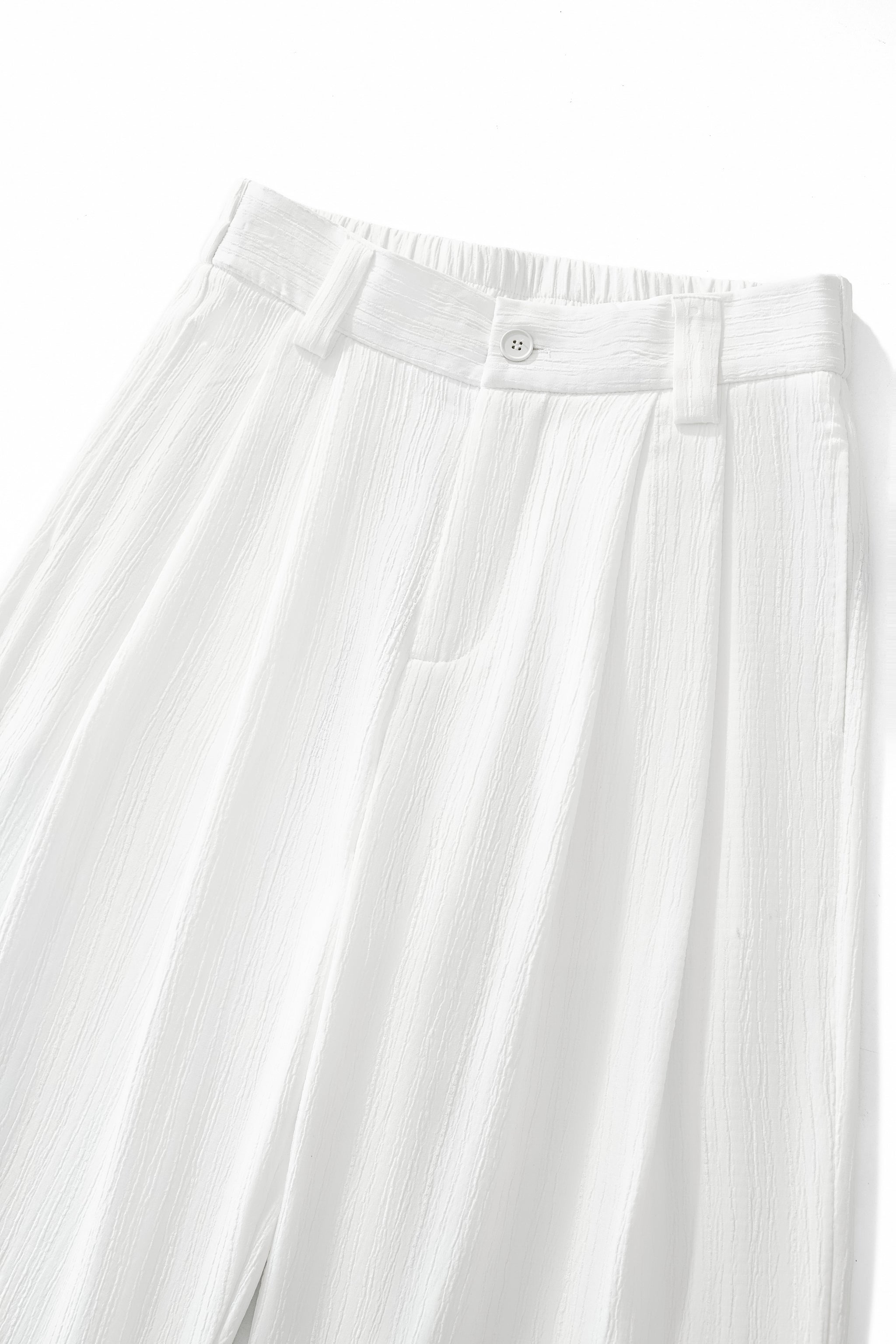Crinkle Texture Shirt & Pant Set WHITE
