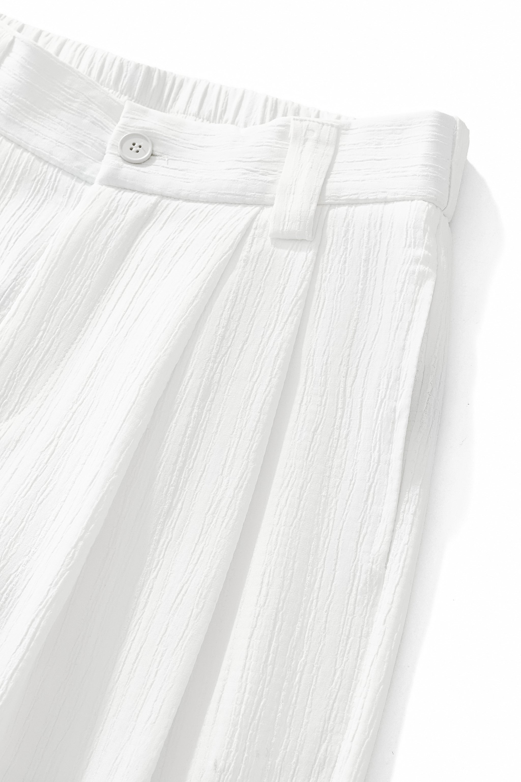 Crinkle Texture Shirt & Pant Set WHITE