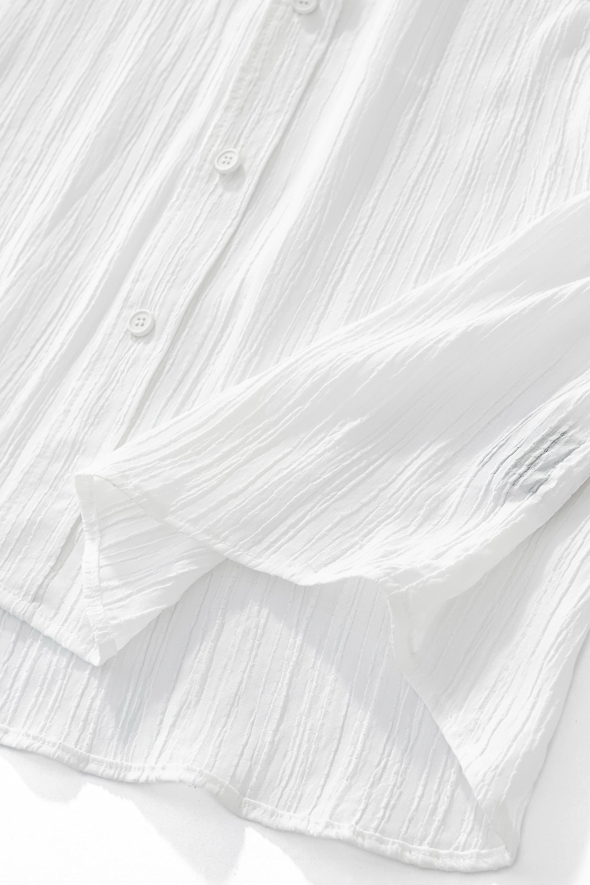 Crinkle Texture Shirt & Pant Set WHITE