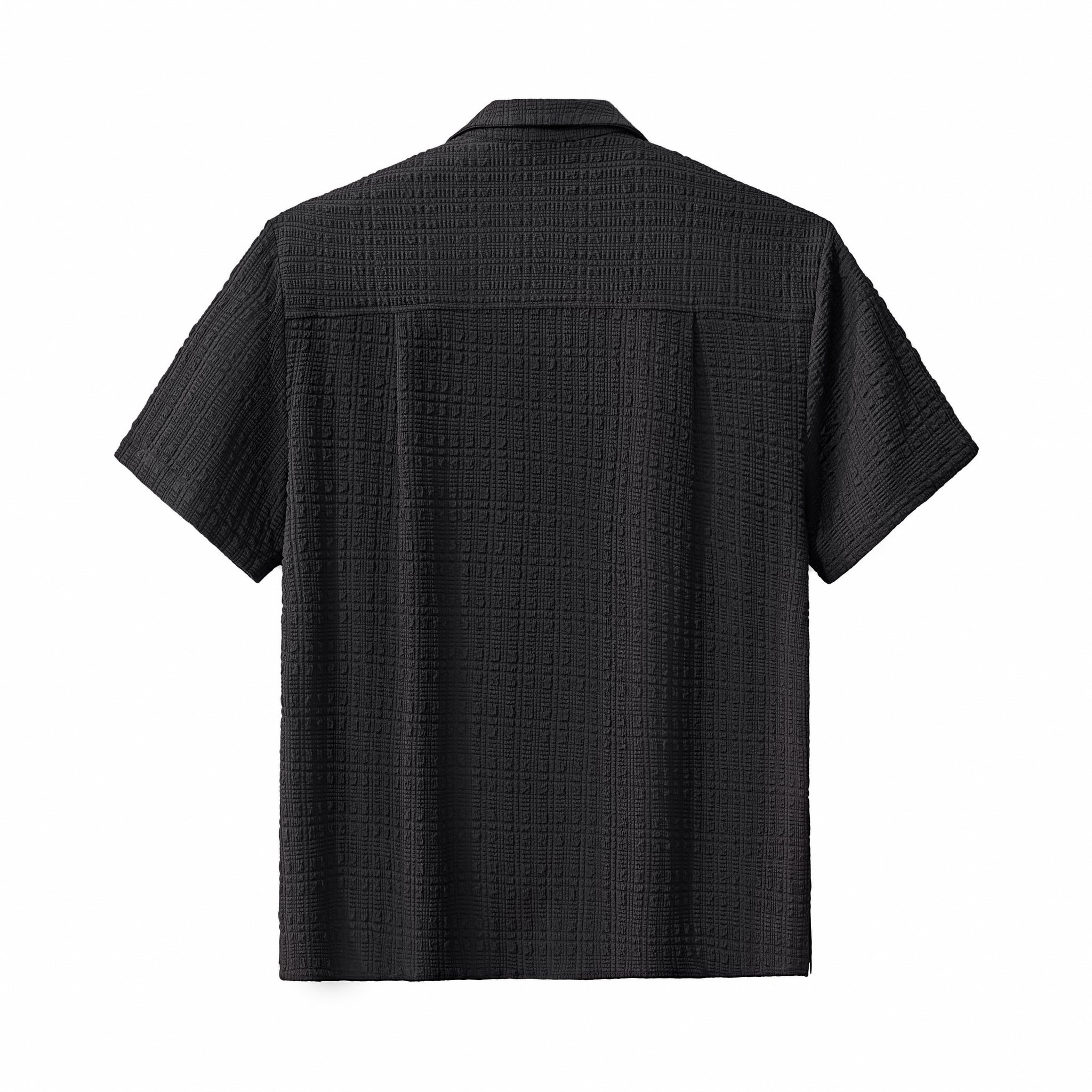 Loft Set – Textured Short Sleeve Shirt & Pant BLACK
