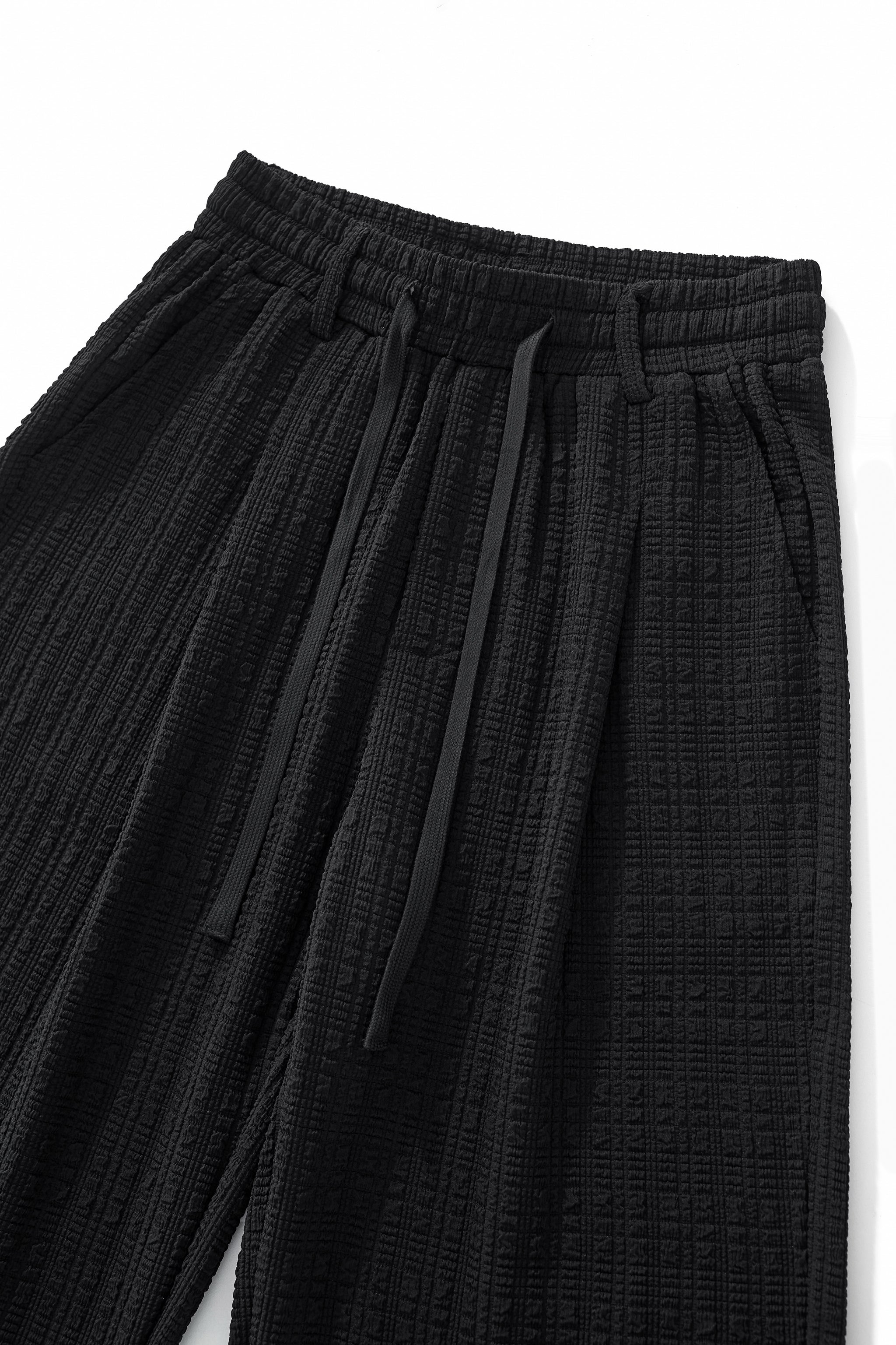 Loft Set – Textured Short Sleeve Shirt & Pant BLACK