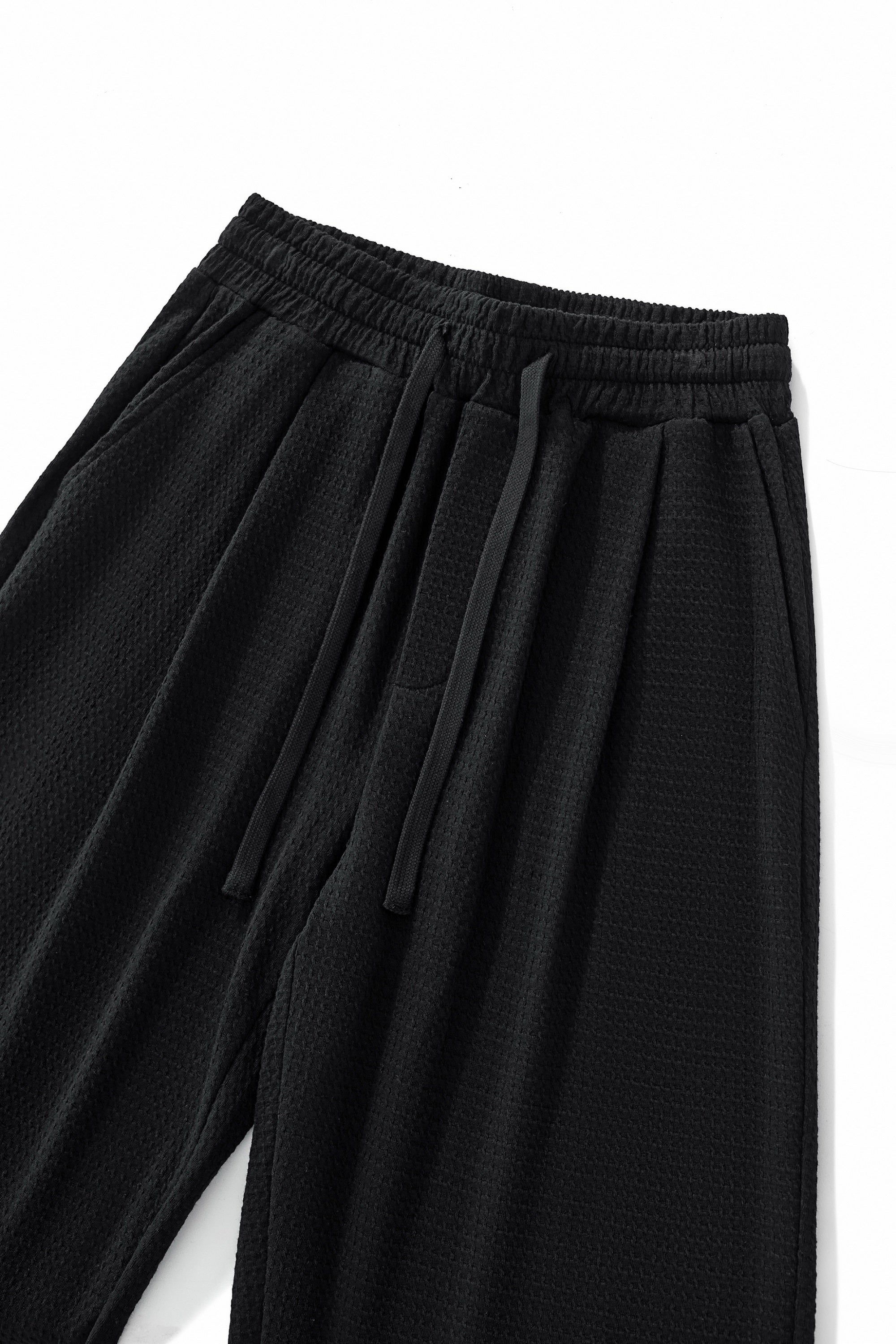 Vista Set – Waffle Textured Shirt & Pant BLACK