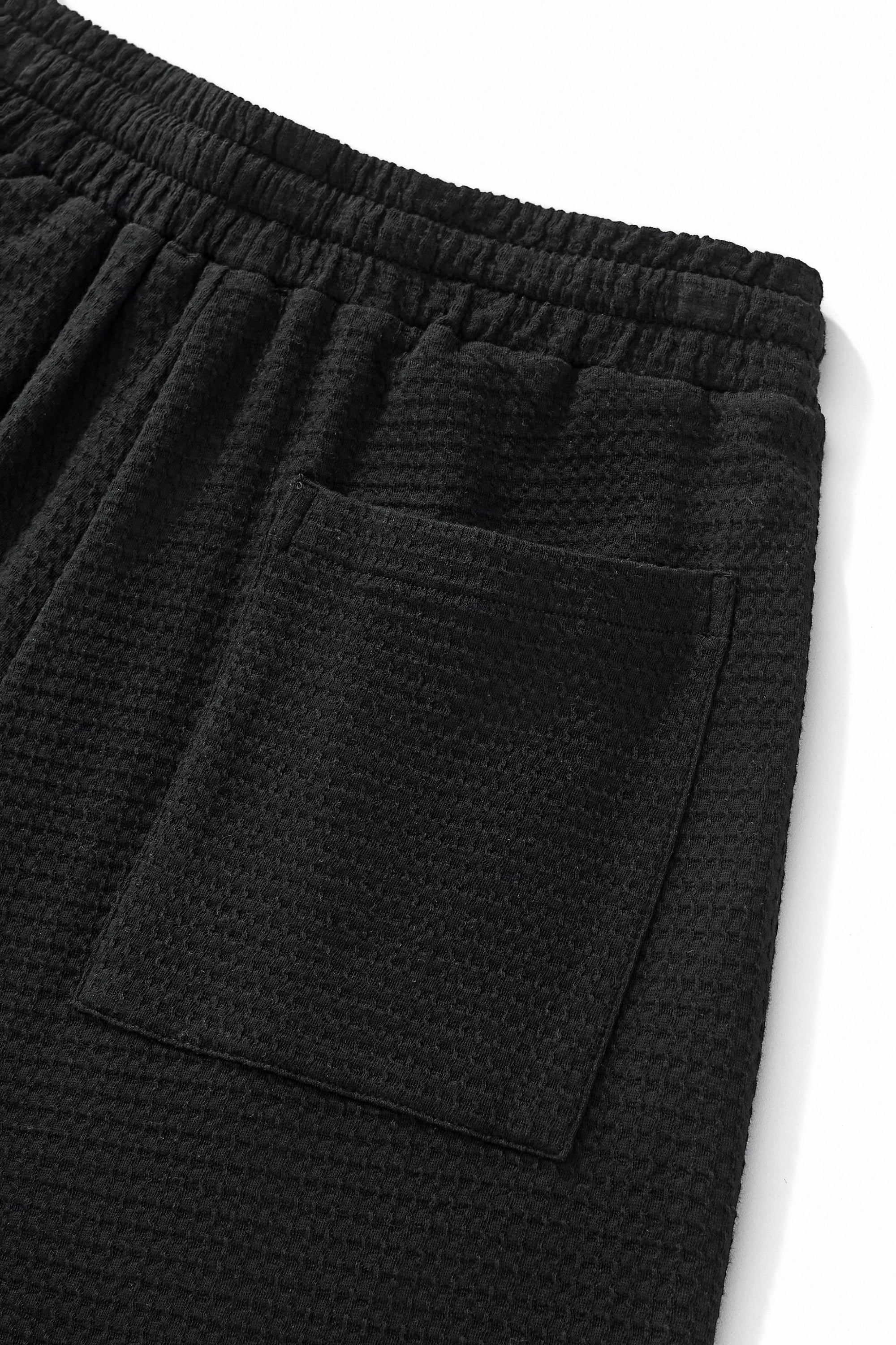 Vista Set – Waffle Textured Shirt & Pant BLACK