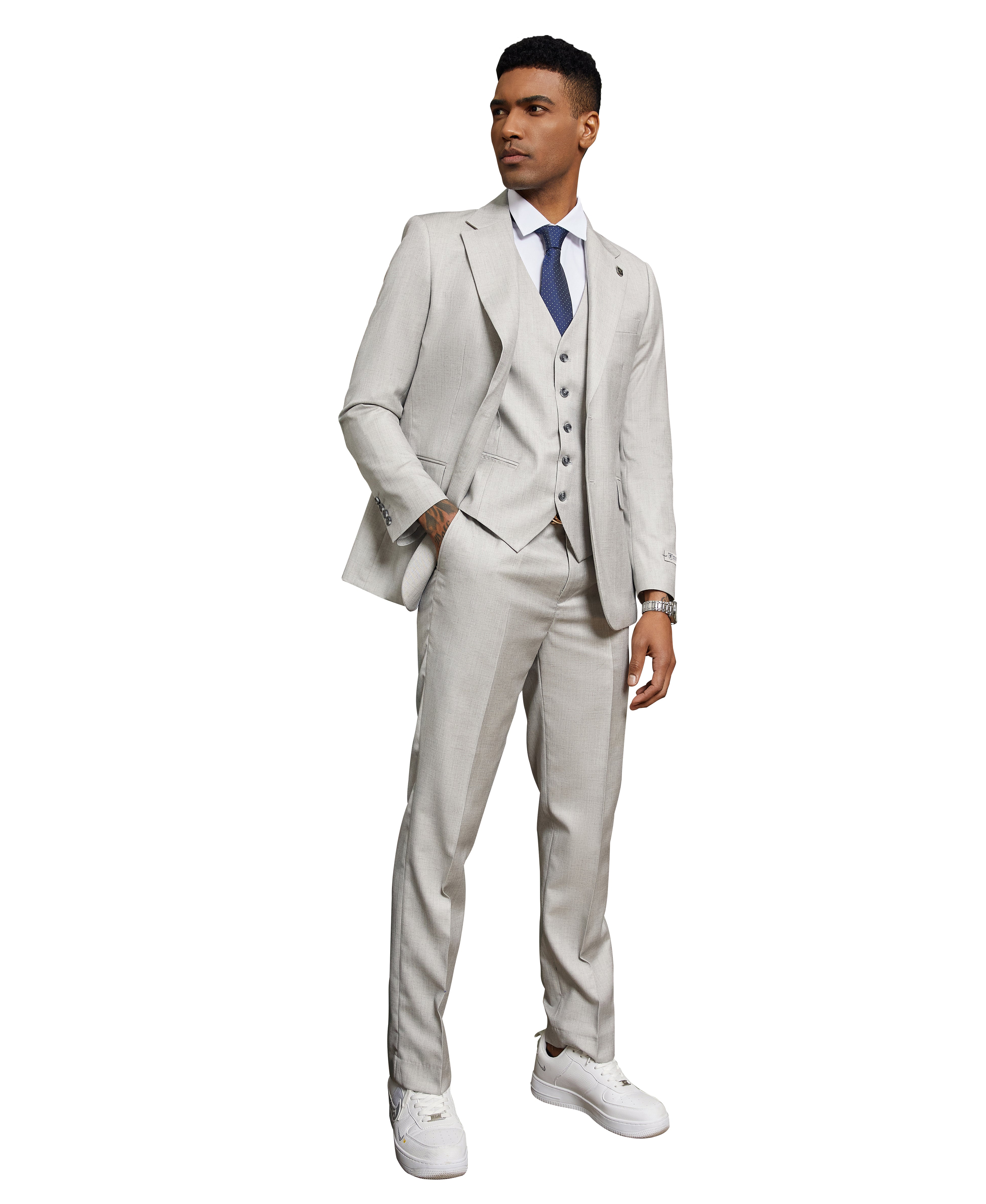 Stacy Adams Hybrid-Fit Vested Suit, Solid Grey