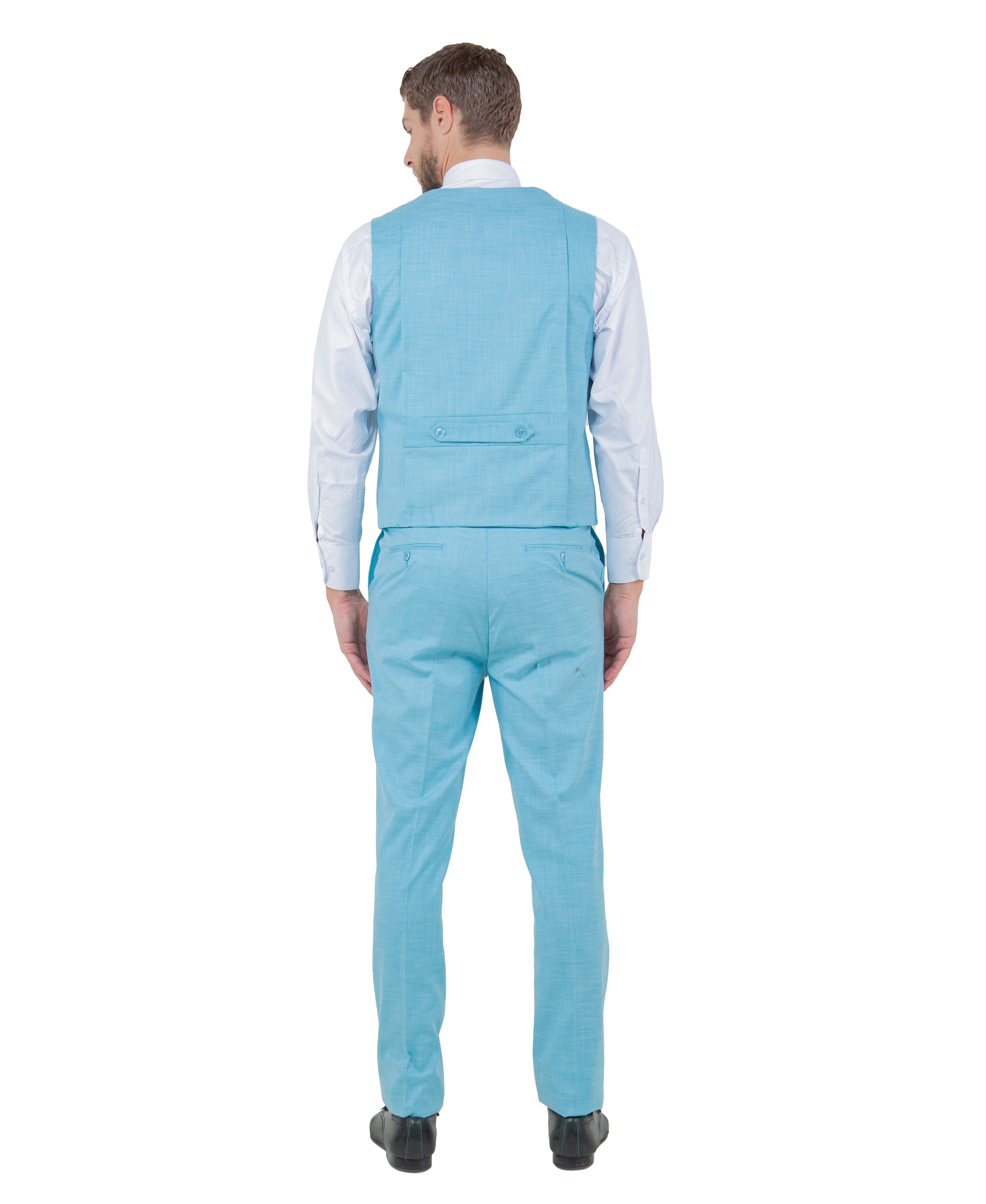 Stacy Adams Hybrid-Fit Vested 3-Piece Suit, Textured Teal