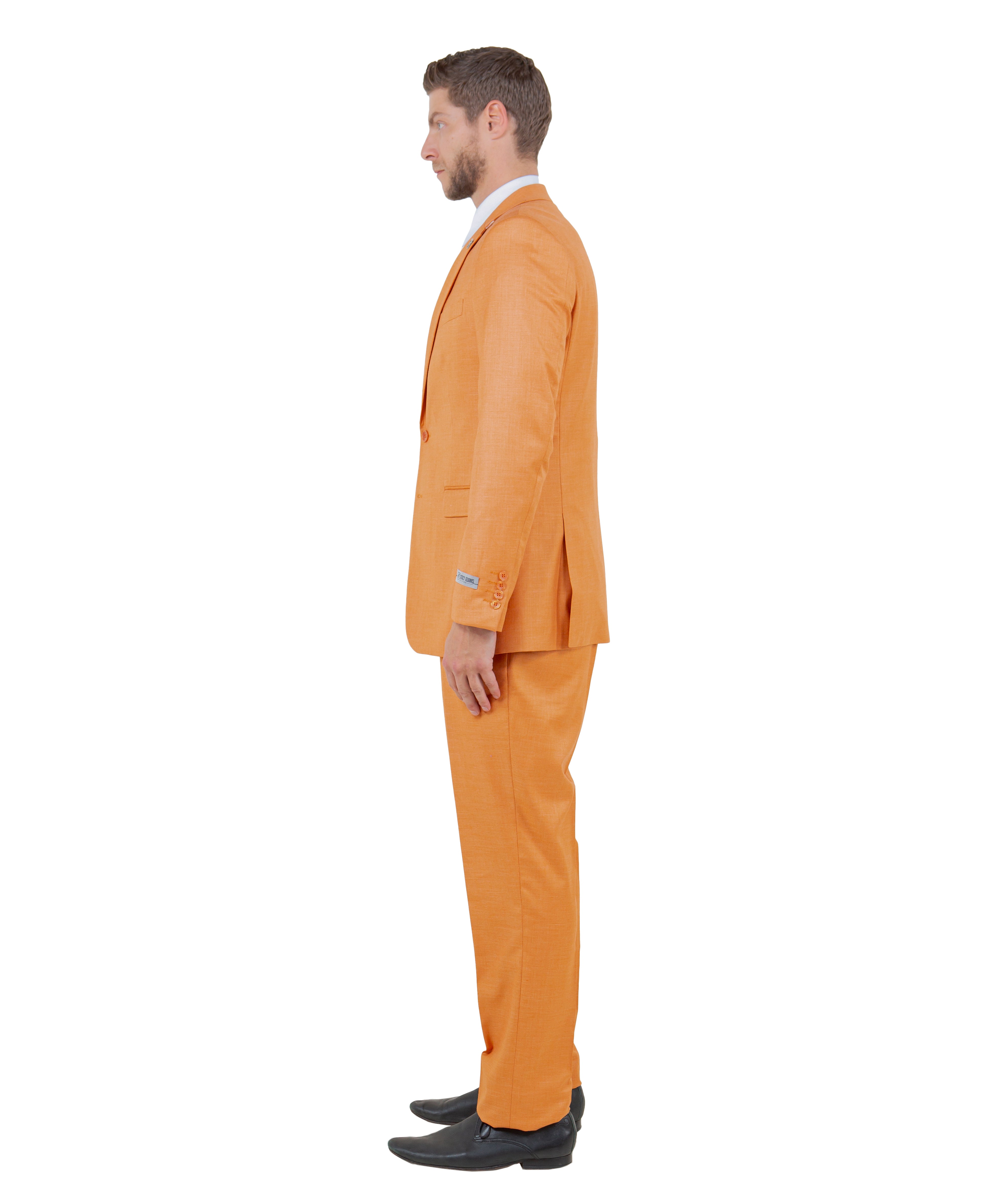 Stacy Adams Hybrid-Fit Vested 3-Piece Suit, Textured Orange